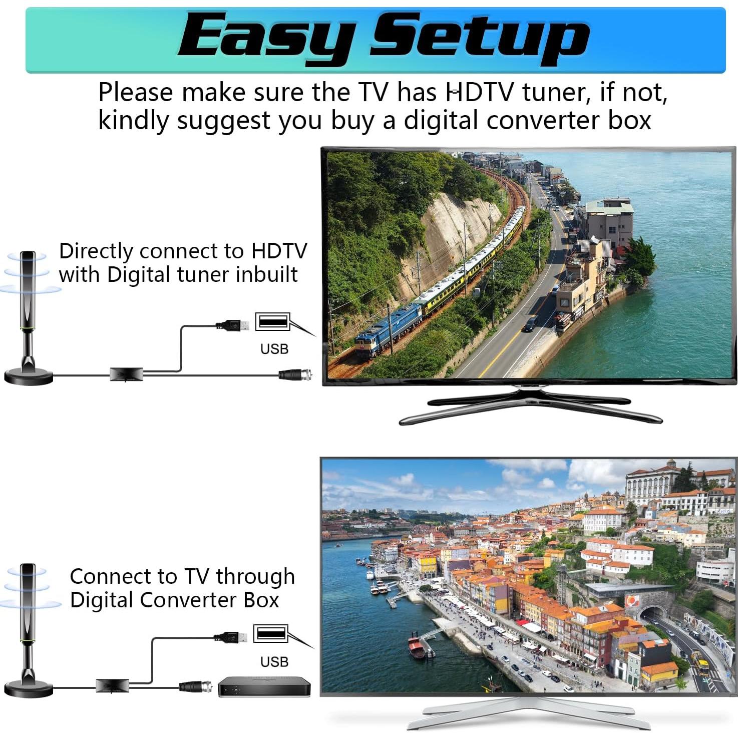 Antena Digital Interior ApexWaveTV AP018 4K 1080P Recepción 360°