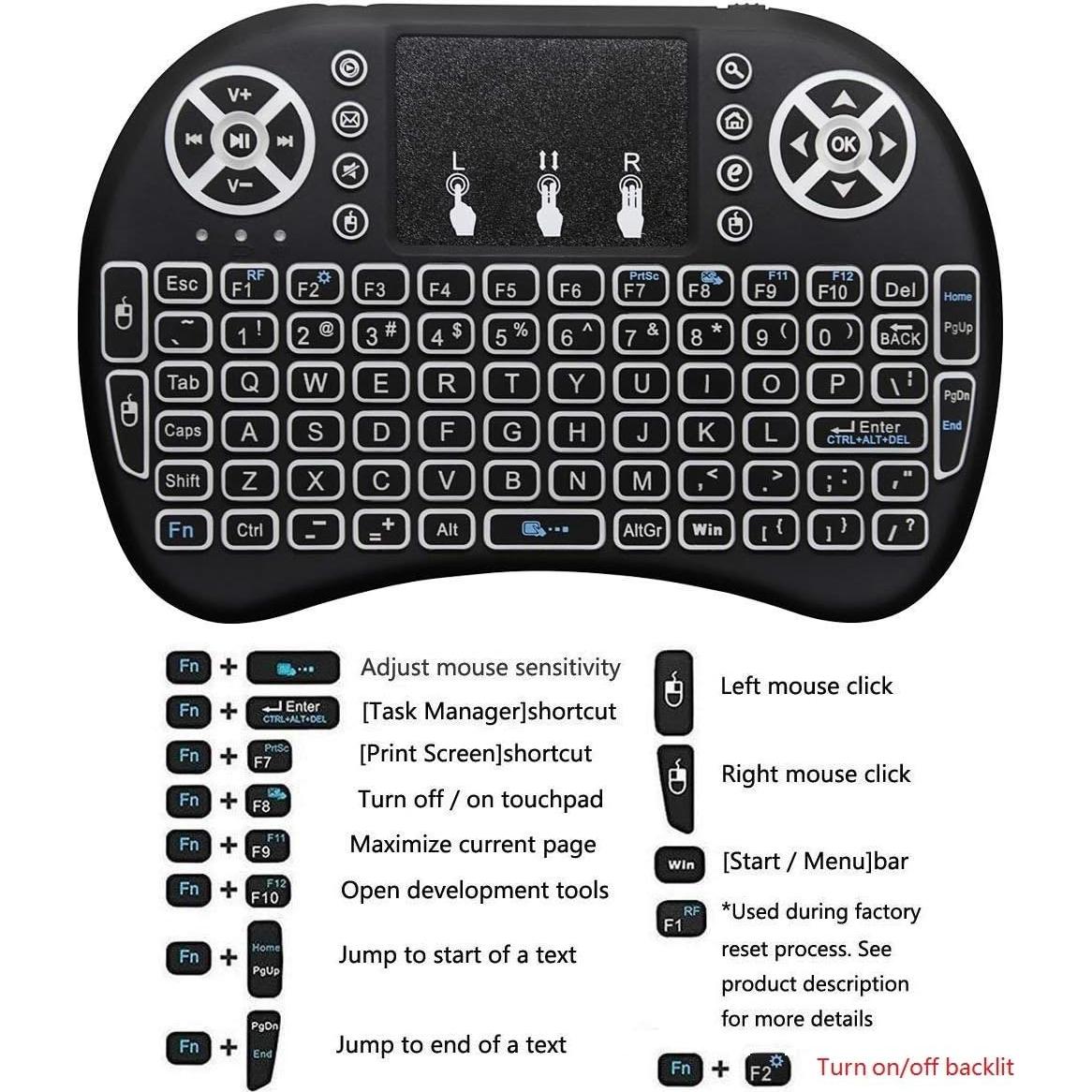 Teclado Inalámbrico BIFANS C11 con Touchpad y Retroiluminación