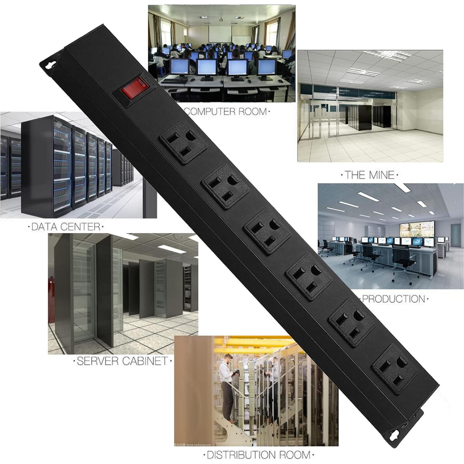 Regleta de Montaje en Pared HHSOET 6 Salidas 15A 125V 0.91m