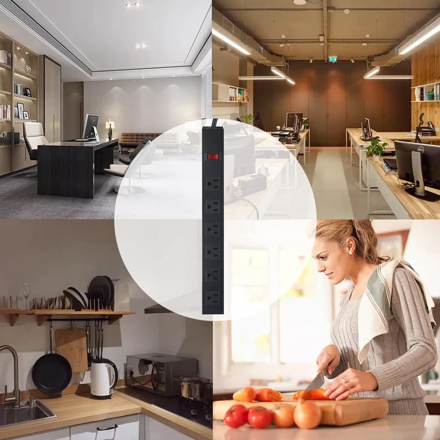 Regleta de Montaje en Pared HHSOET 6 Salidas 15A 125V 0.91m