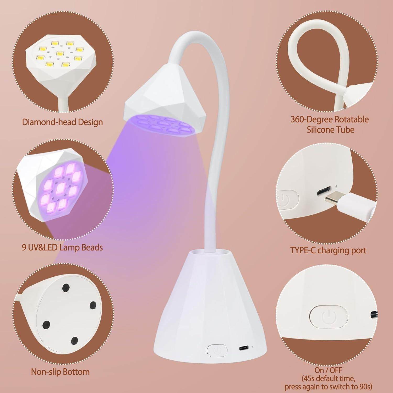 Lámpara de Uñas LED UV Recargable ShineCai M1 27W Portátil