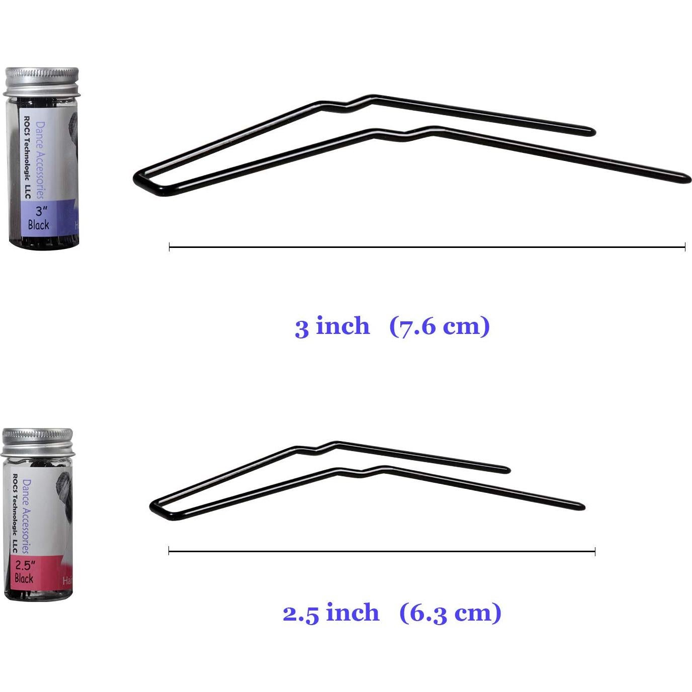 Horquillas para moño ROCST 12 piezas 6.35 cm negras