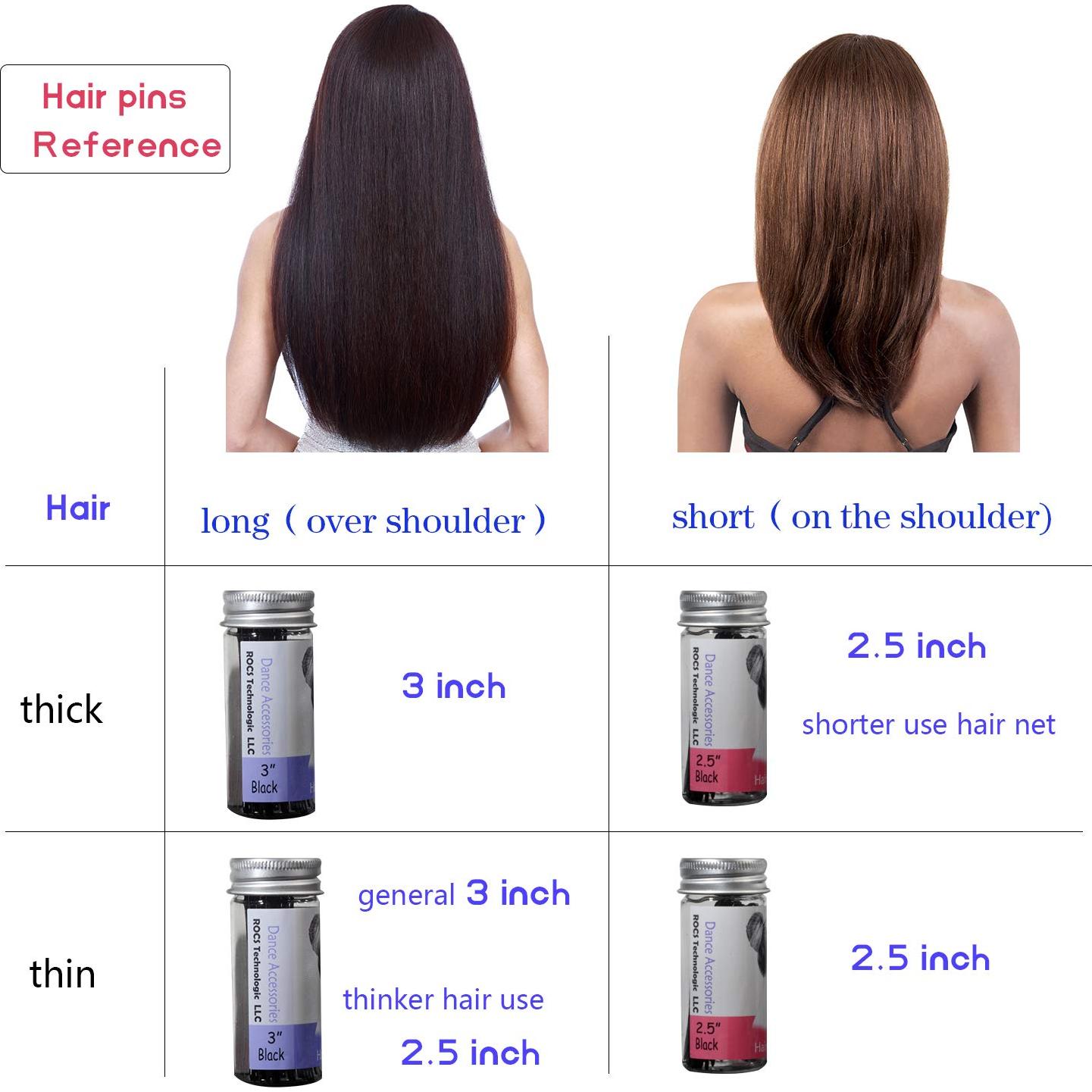 Horquillas para moño ROCST 12 piezas 6.35 cm negras