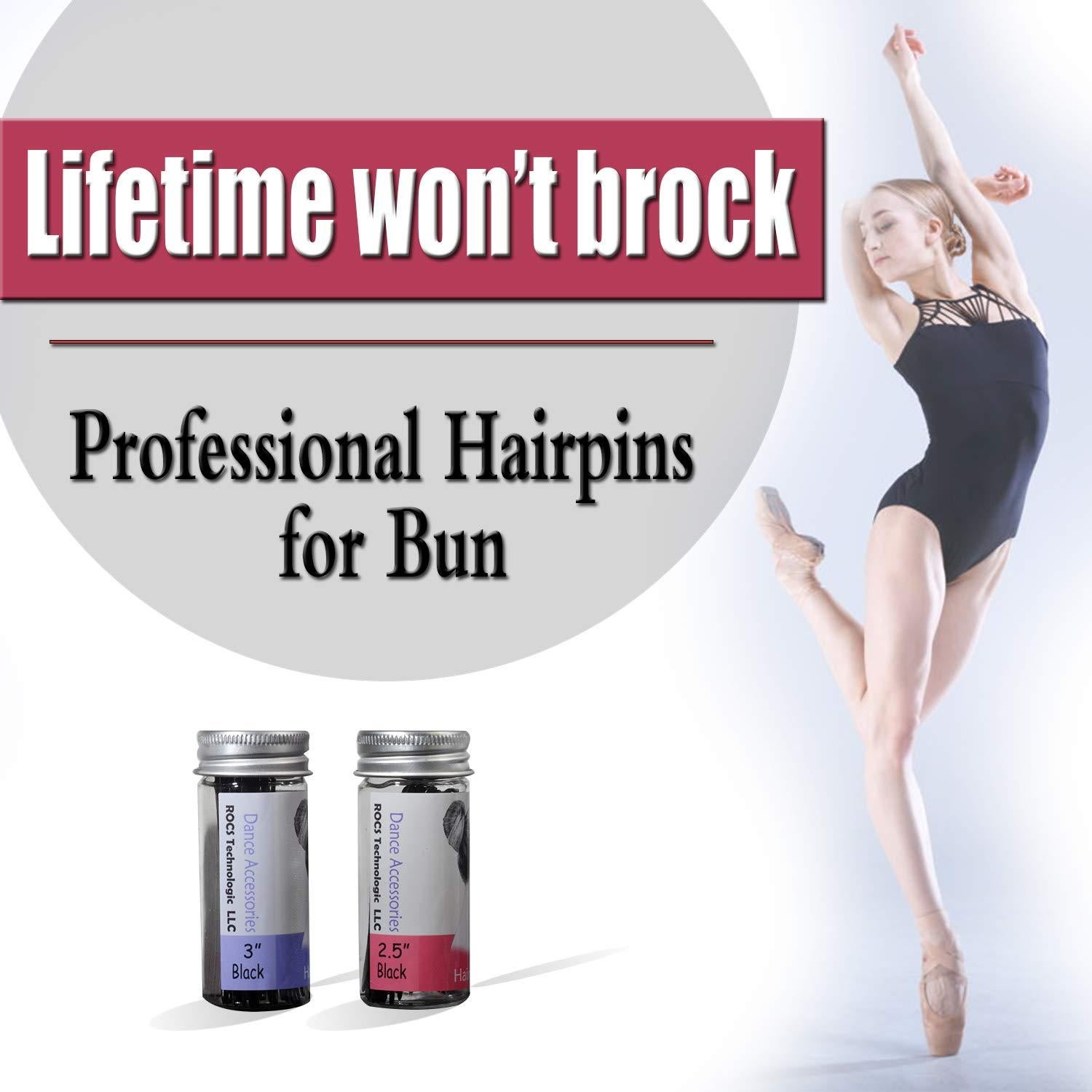 Horquillas para moño ROCST 12 piezas 6.35 cm negras