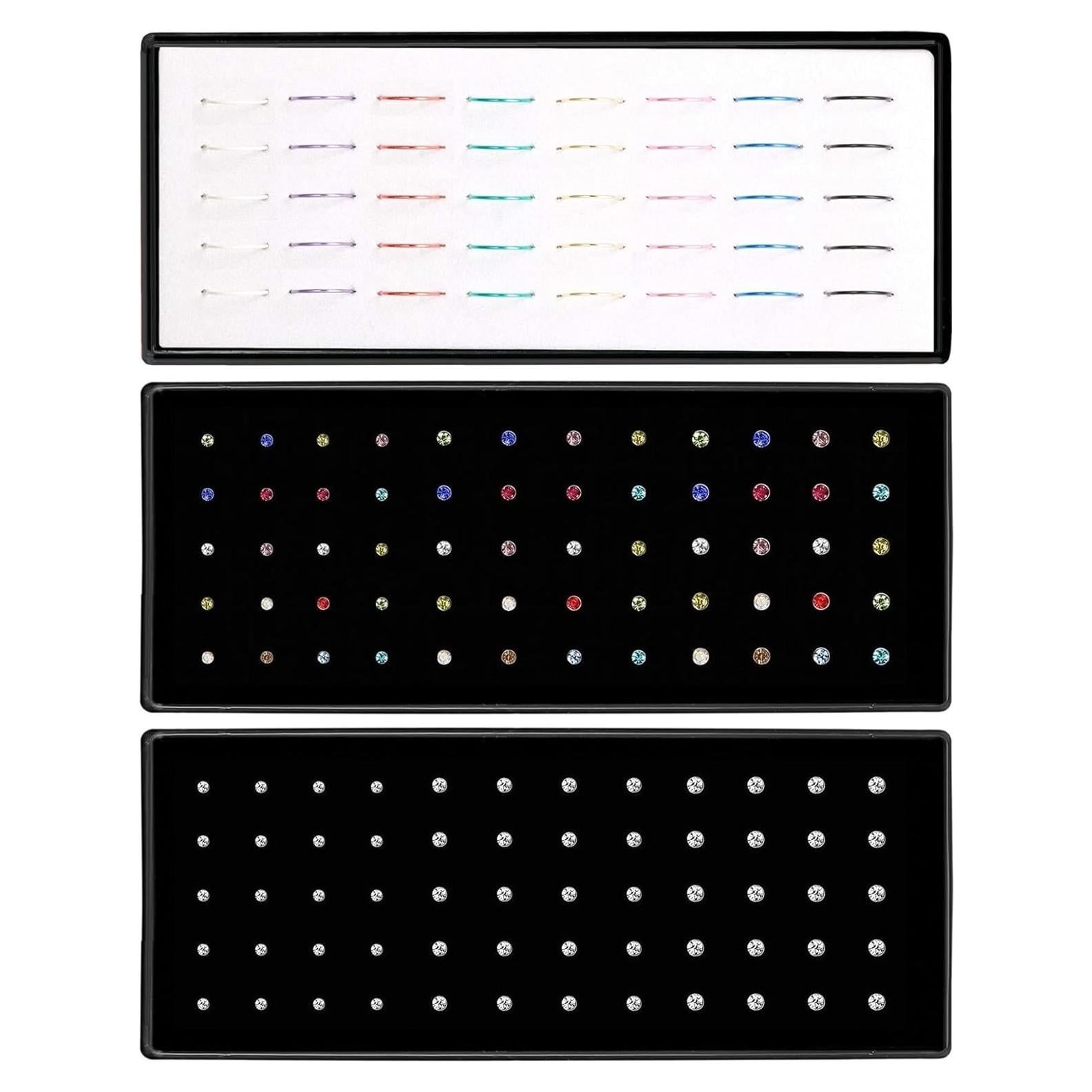 Aros Nasales de Acero Inoxidable OMAIGAR, 60pcs, 1.5/2/2.5mm