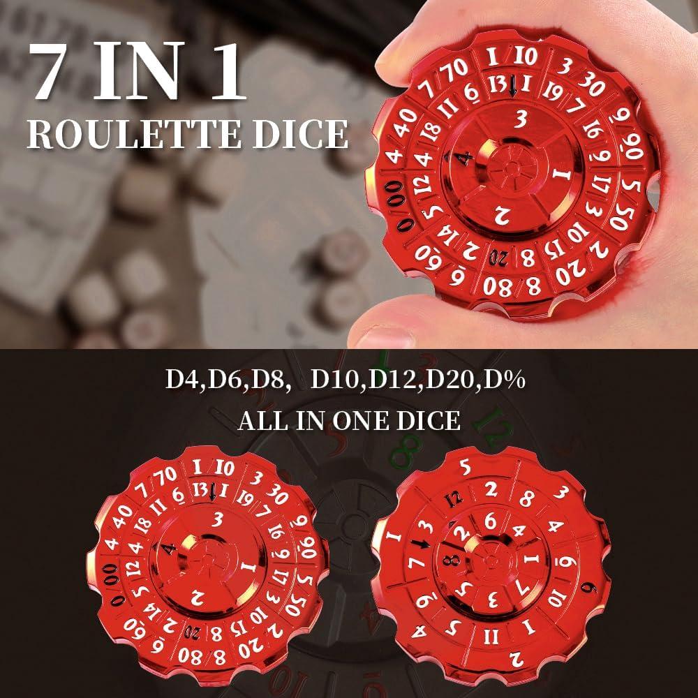 Dados Antiestrés 2-en-1 D&D Aiyouyue Ruleta Metálica