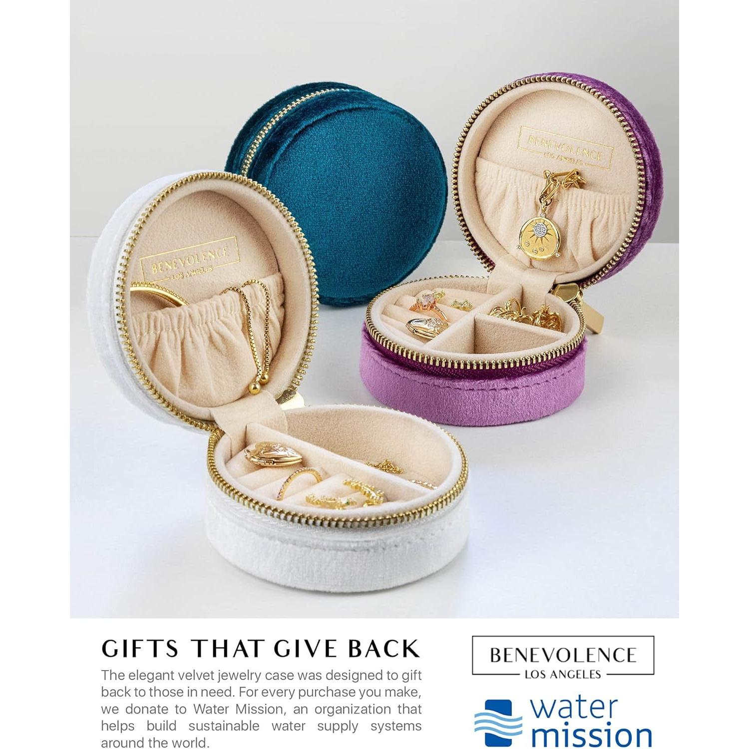 Caja de Joyería de Viaje Benevolence LA Lila - Estuche Redondo Terciopelo