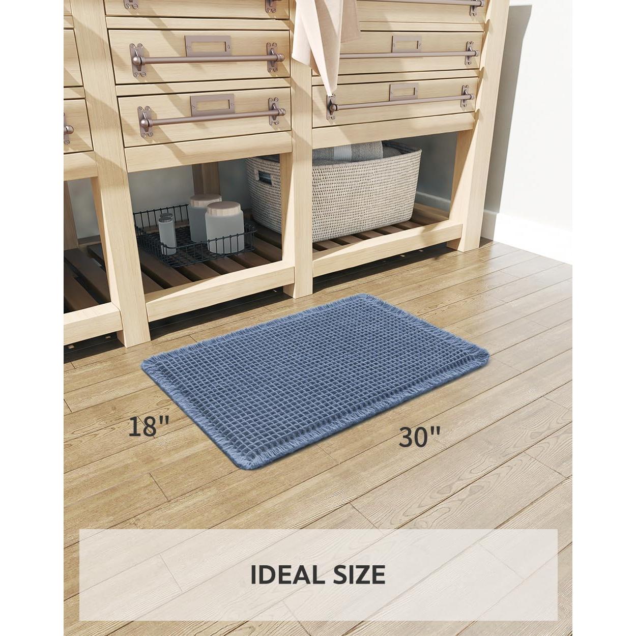 Alfombra de Baño Tchdio Waffle Antideslizante 45x76 cm Azul
