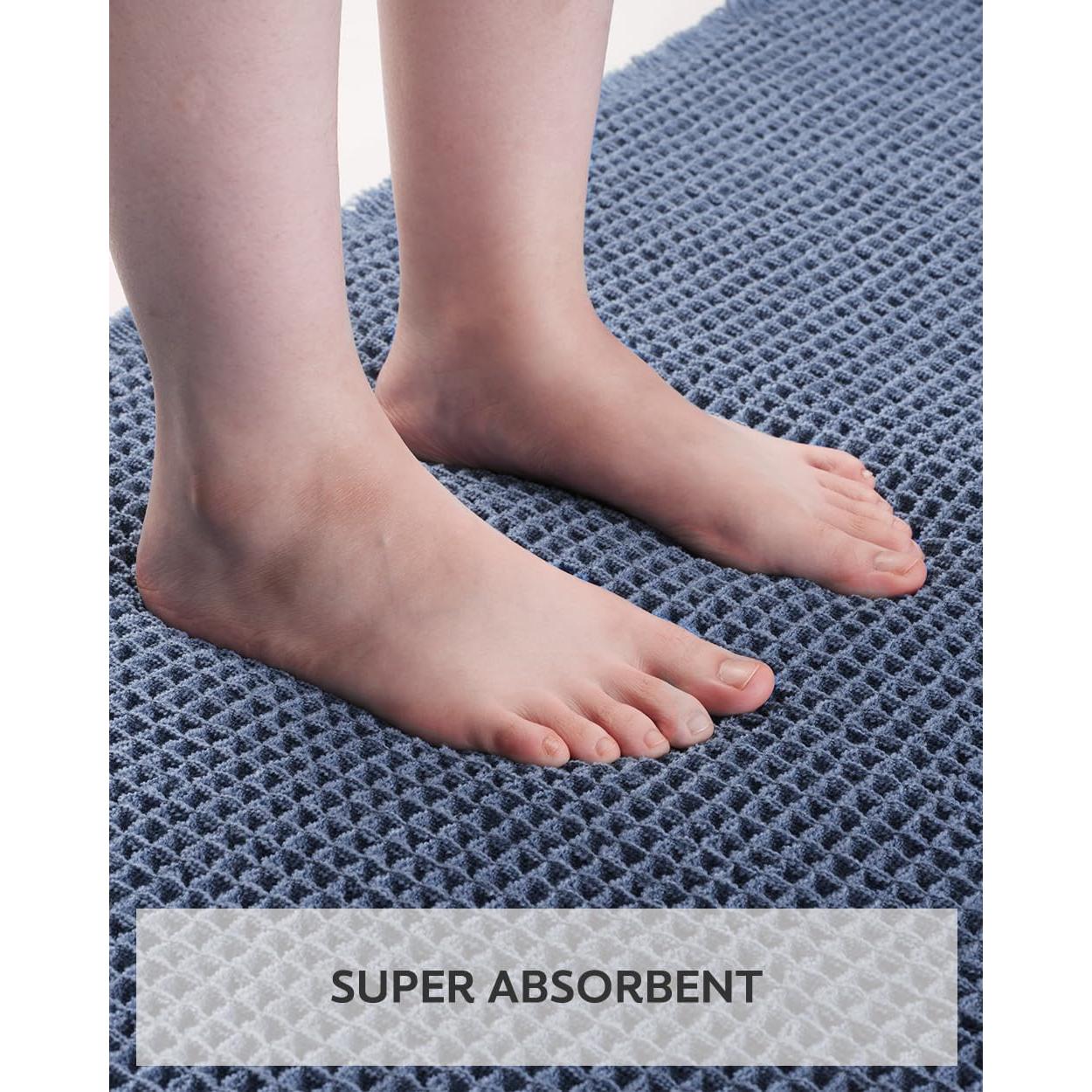 Alfombra de Baño Tchdio Waffle Antideslizante 45x76 cm Azul