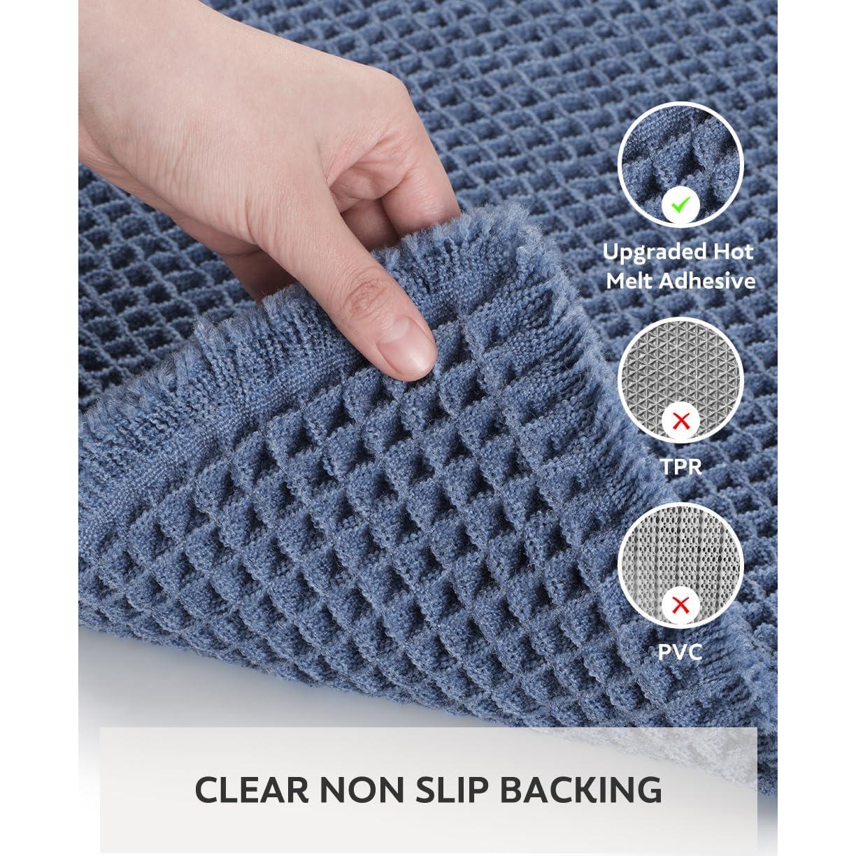 Alfombra de Baño Tchdio Waffle Antideslizante 45x76 cm Azul