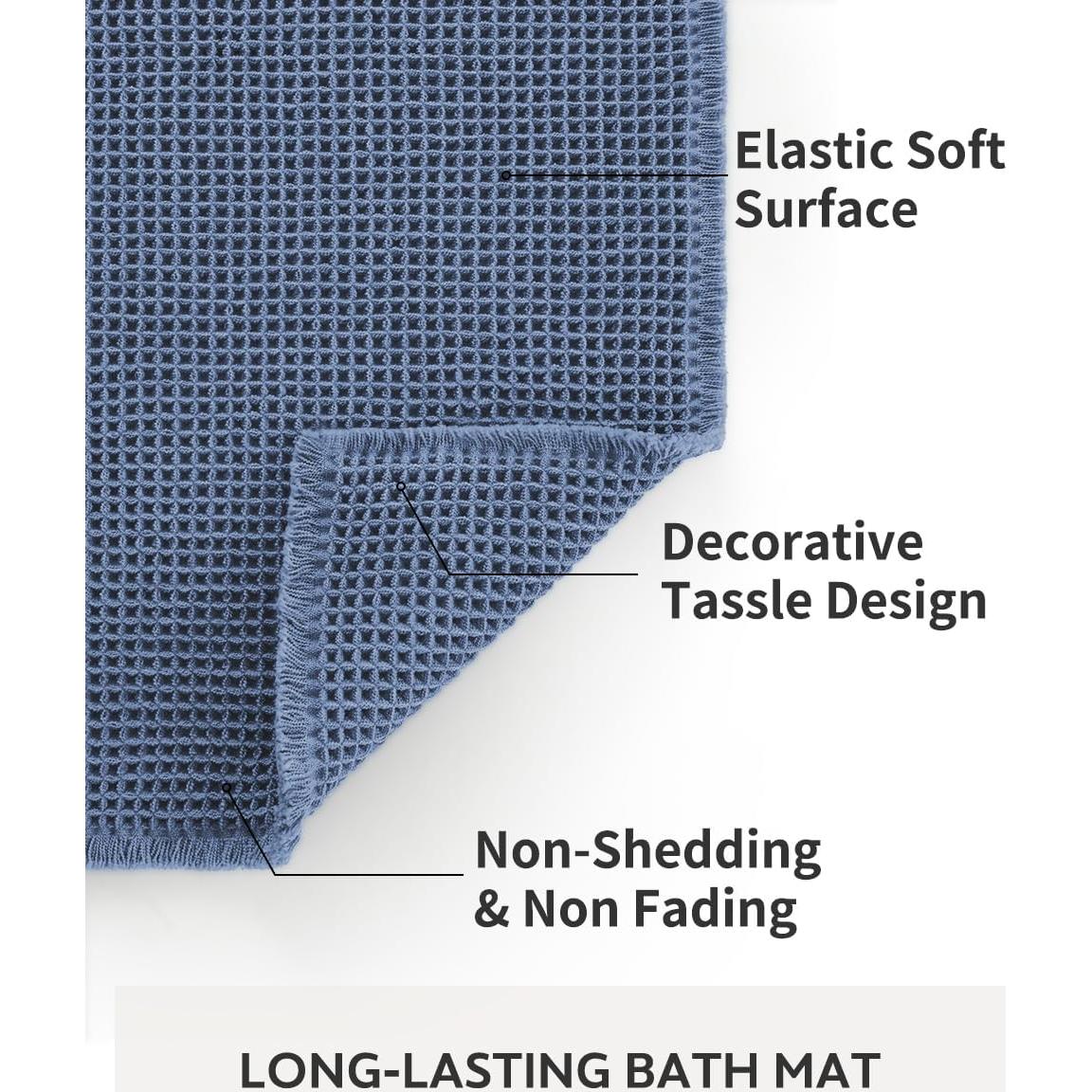 Alfombra de Baño Tchdio Waffle Antideslizante 45x76 cm Azul