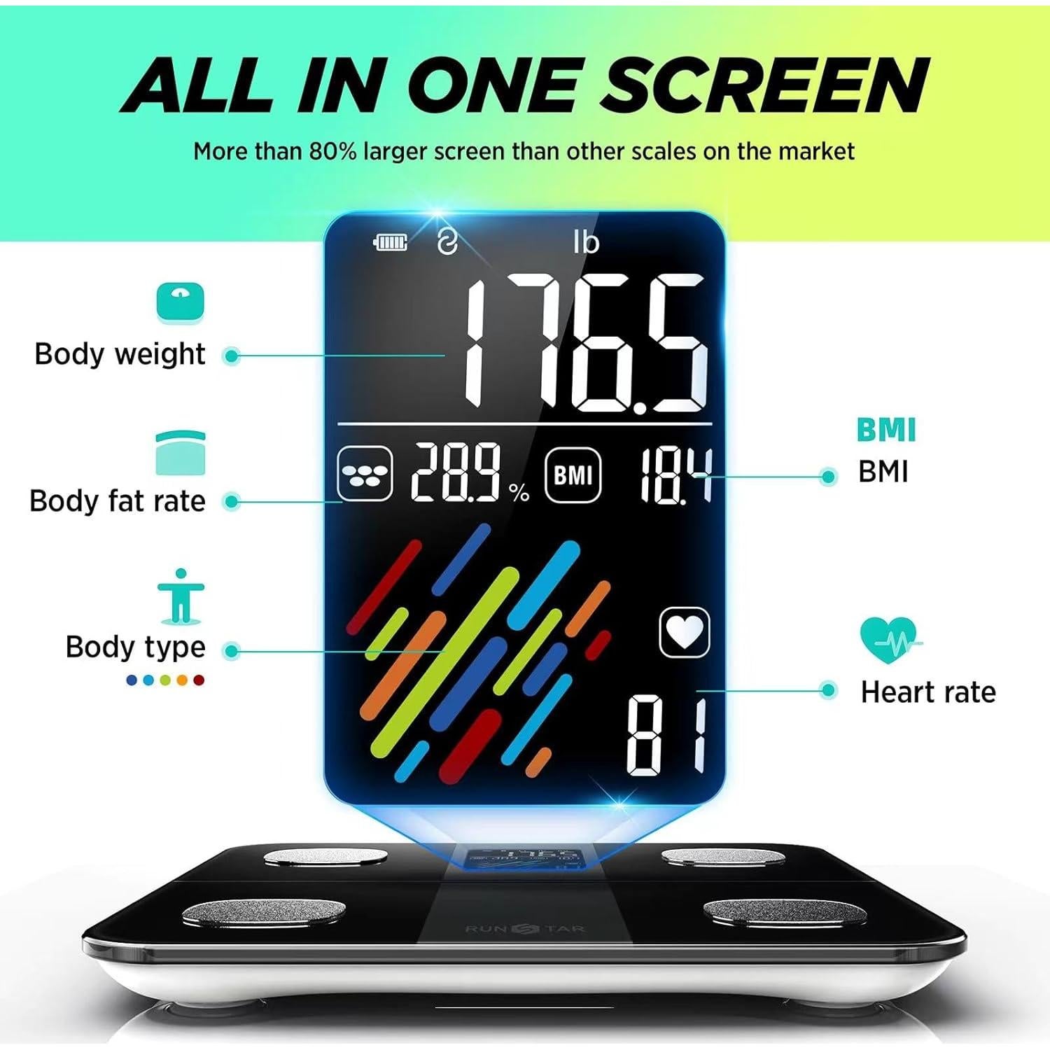 Báscula Inteligente Runstar FG2019 - 15 Métricas Corporales