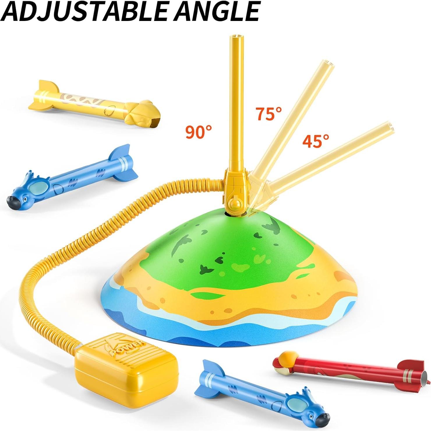 Lanzador de Cohetes Dinosaurio TEMI - 6 Cohetes, 30 m, Juguete Infantil