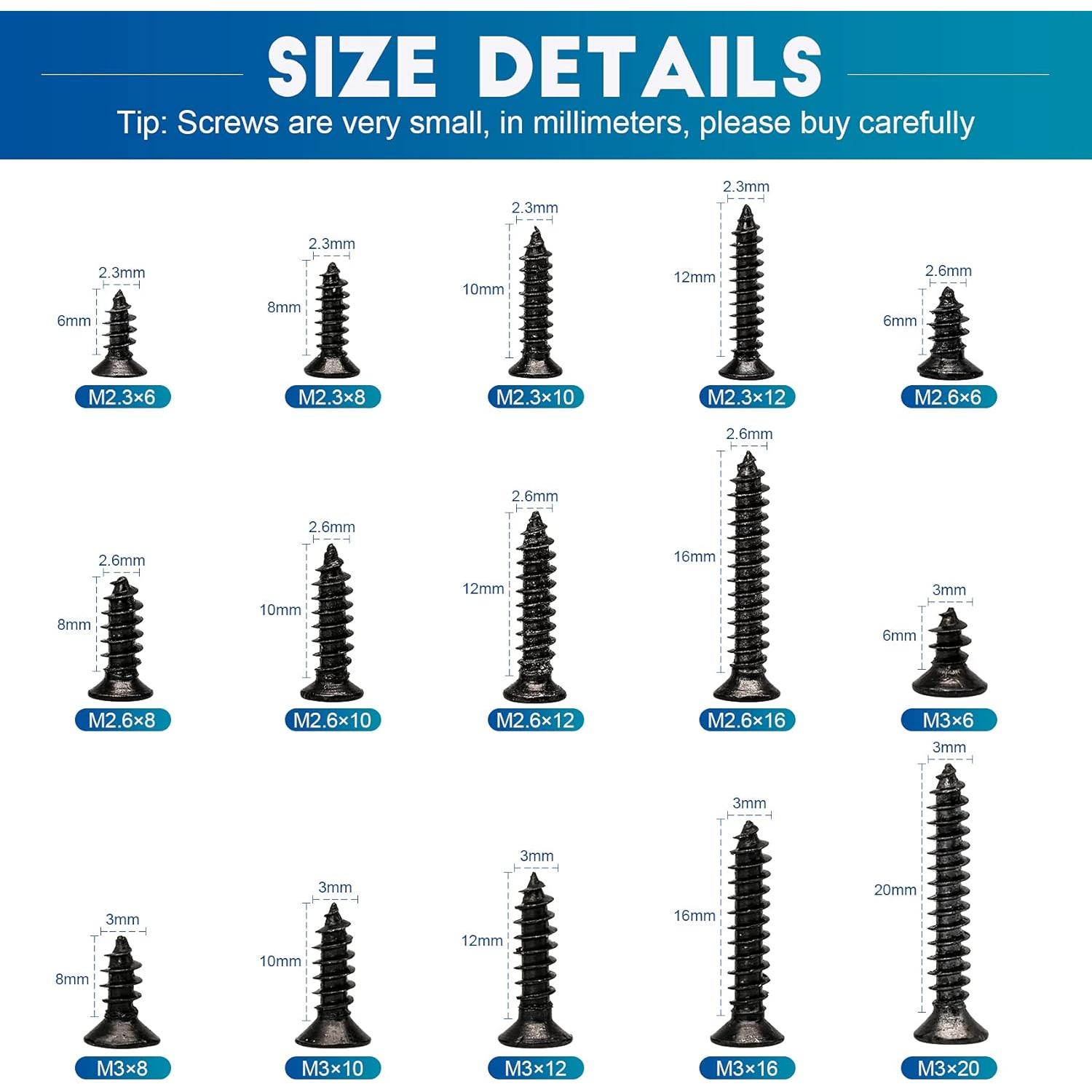 Juego de Tornillos Miniatura NINDEJIN 450 Piezas M2.3 M2.6 M3