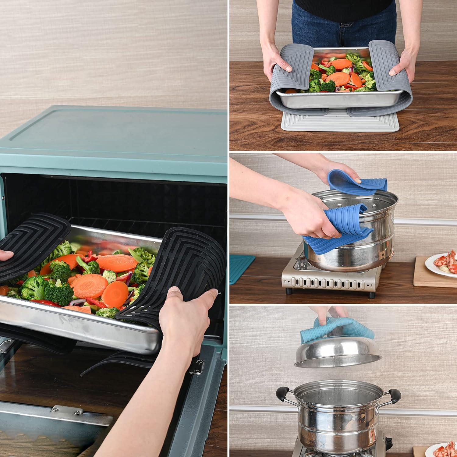 Trivetes de Silicona Viwehots Set 2 Gris Oscuro 23x29 cm