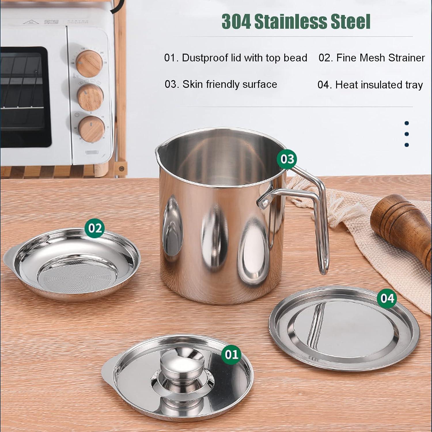 Contenedor de Grasa DIY HOME 1.3L Acero Inoxidable con Colador