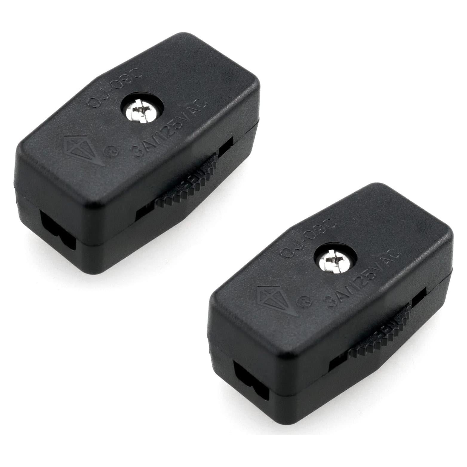 Interruptor de Cable Rotativo JJHXSM 2 Pcs Negro 125V 3A