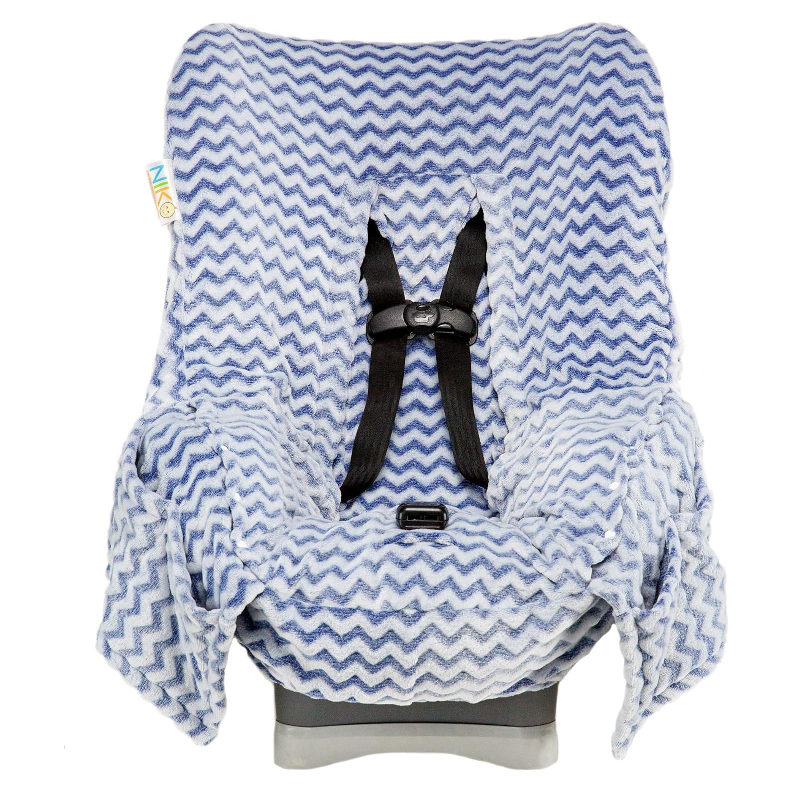 Cubierta de Asiento de Auto Infantil Niko Easy Wash - Chevron Azul - Ajuste Universal