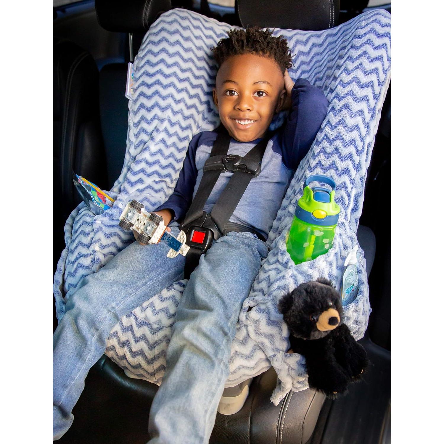 Cubierta de Asiento de Auto Infantil Niko Easy Wash - Chevron Azul - Ajuste Universal