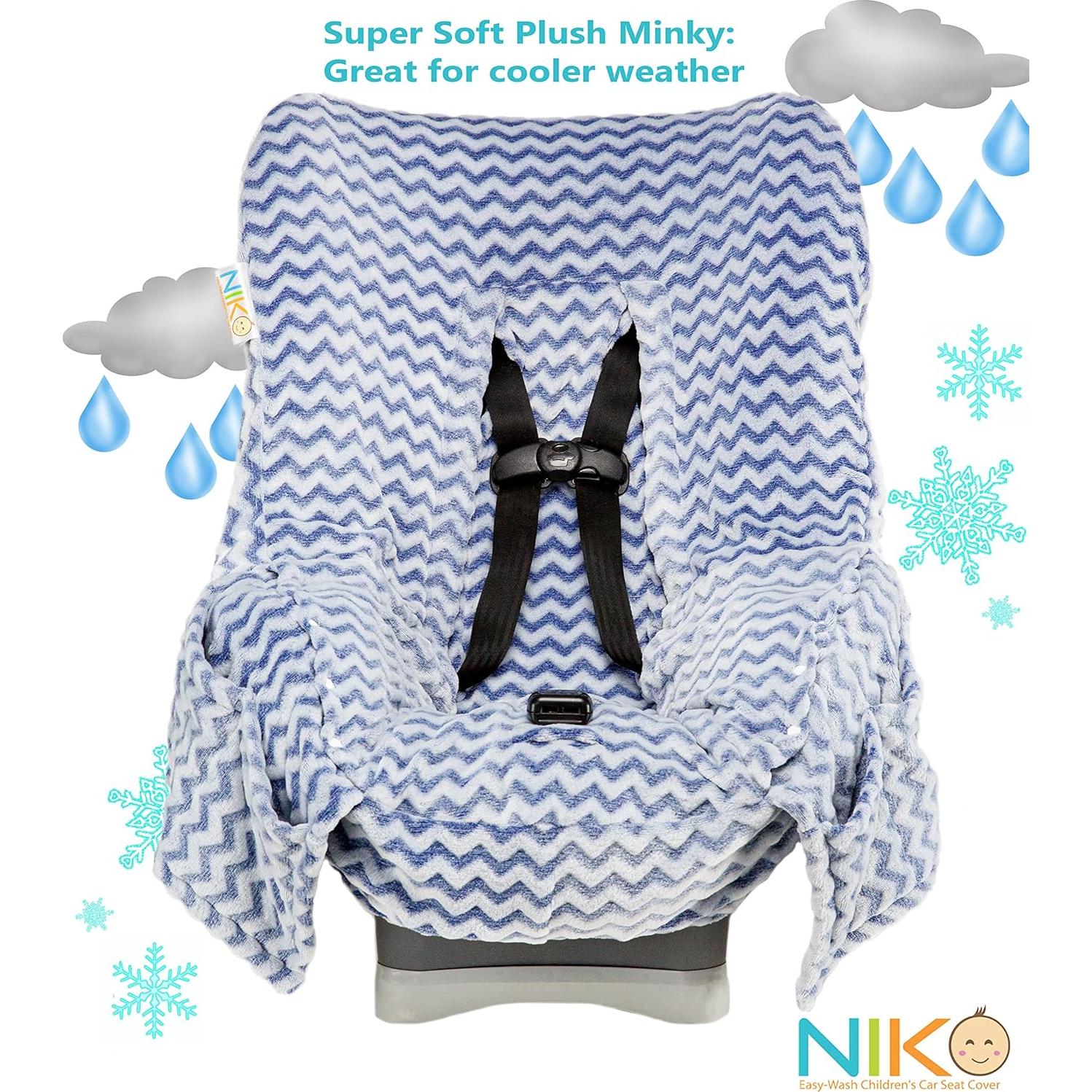 Cubierta de Asiento de Auto Infantil Niko Easy Wash - Chevron Azul - Ajuste Universal