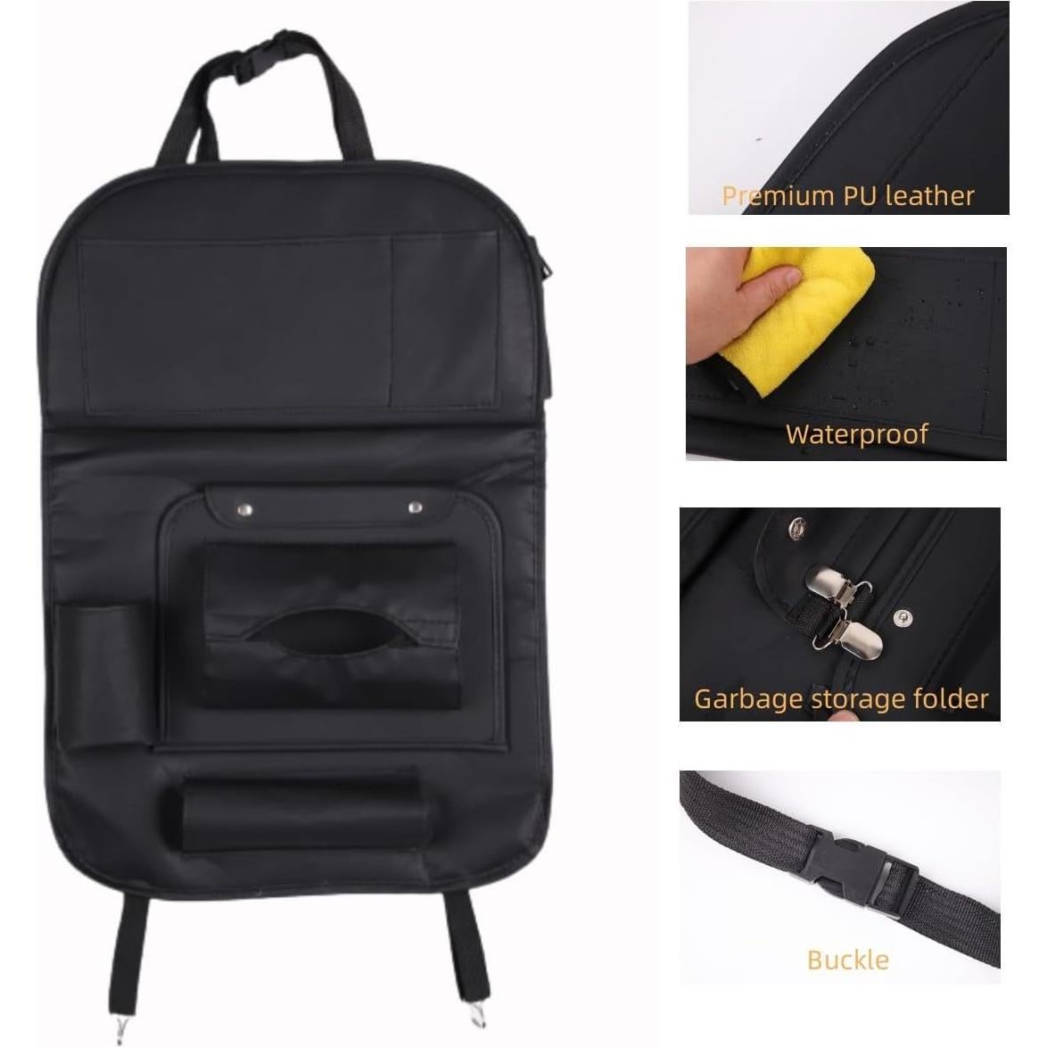 Organizador de Asiento Trasero HURESON con Basurero y Mesa Plegable