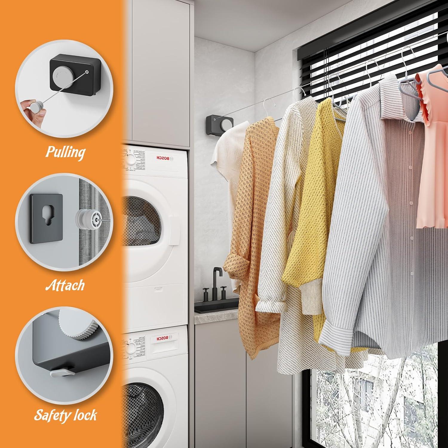 Cuerda de Ropa Retráctil Dancrul 4.2m Alta Resistencia Negra