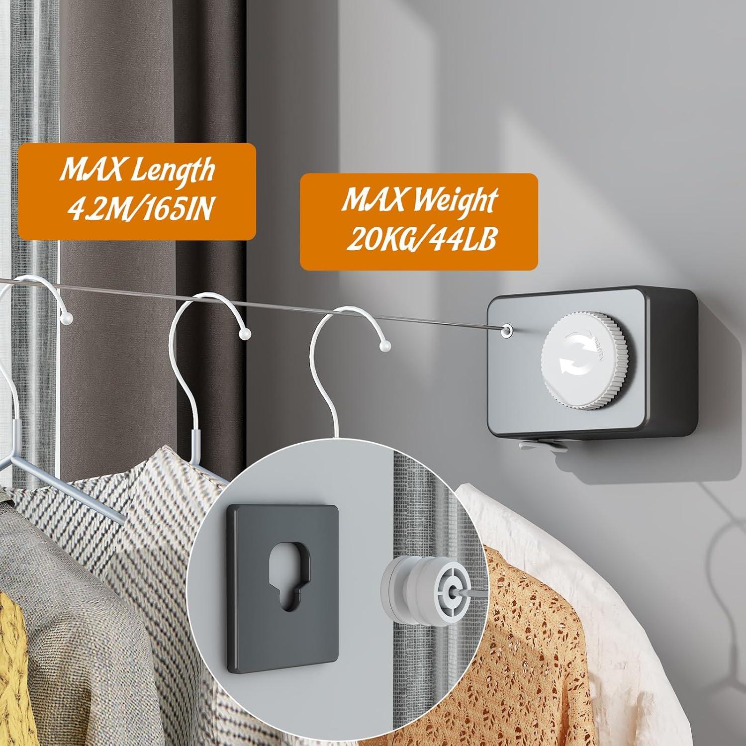 Cuerda de Ropa Retráctil Dancrul 4.2m Alta Resistencia Negra