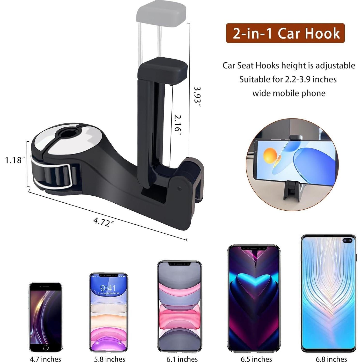 Gancho Oculto 2 en 1 para Reposacabezas de Coche NATUTENT