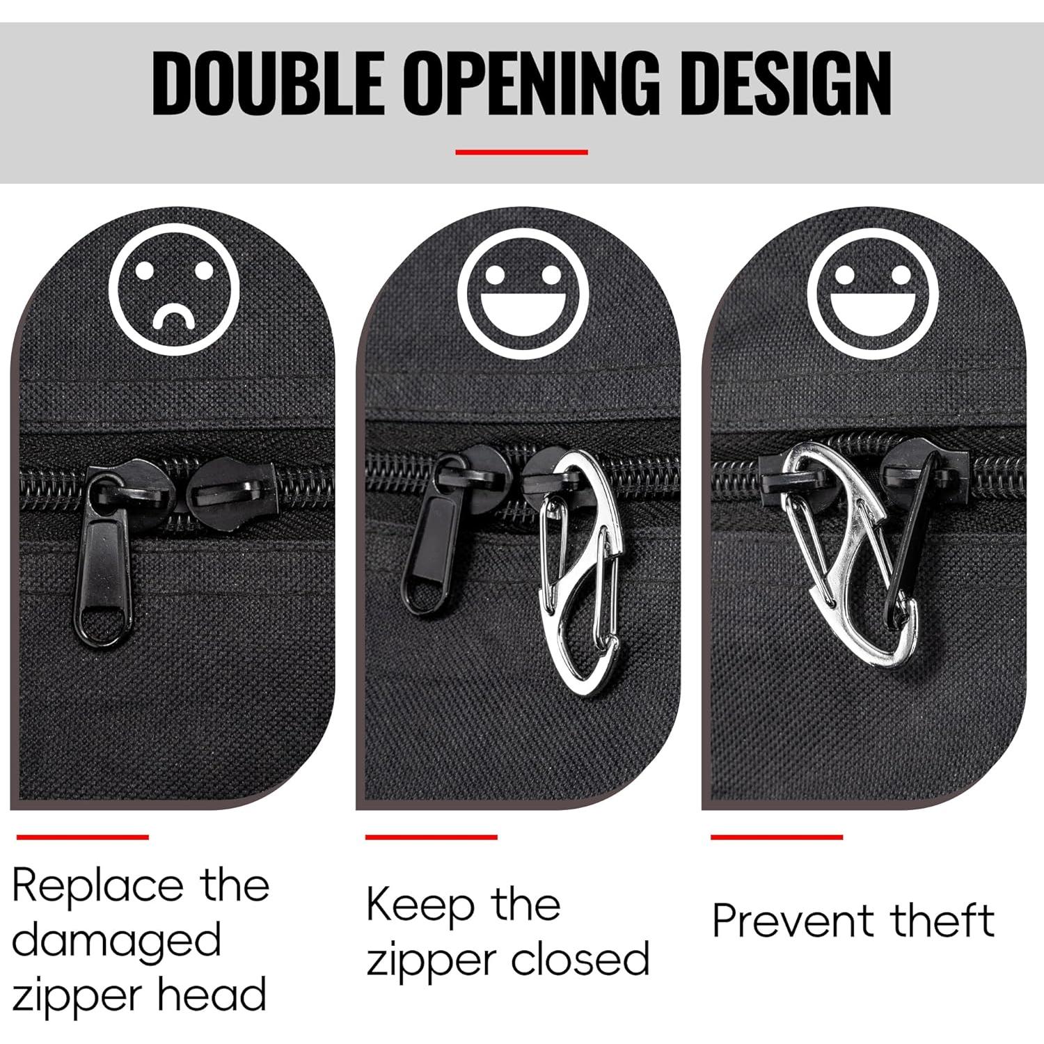 20 Clips de Cremallera Antirrobo Meschett - Plata y Negro