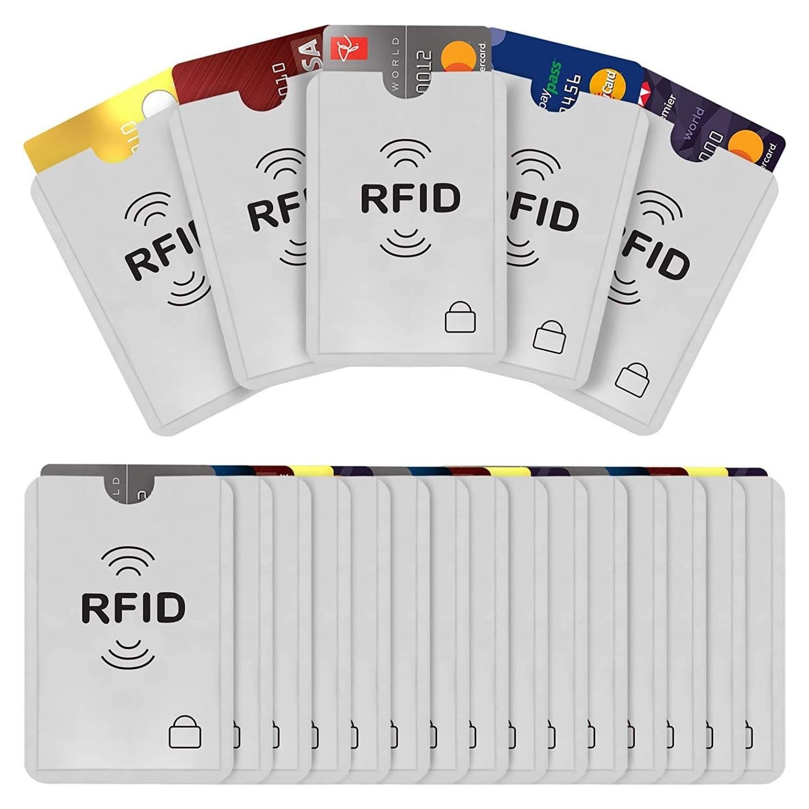 20 Fundas de Aluminio RFID Bloqueadoras - Funda de Tarjeta Plateada