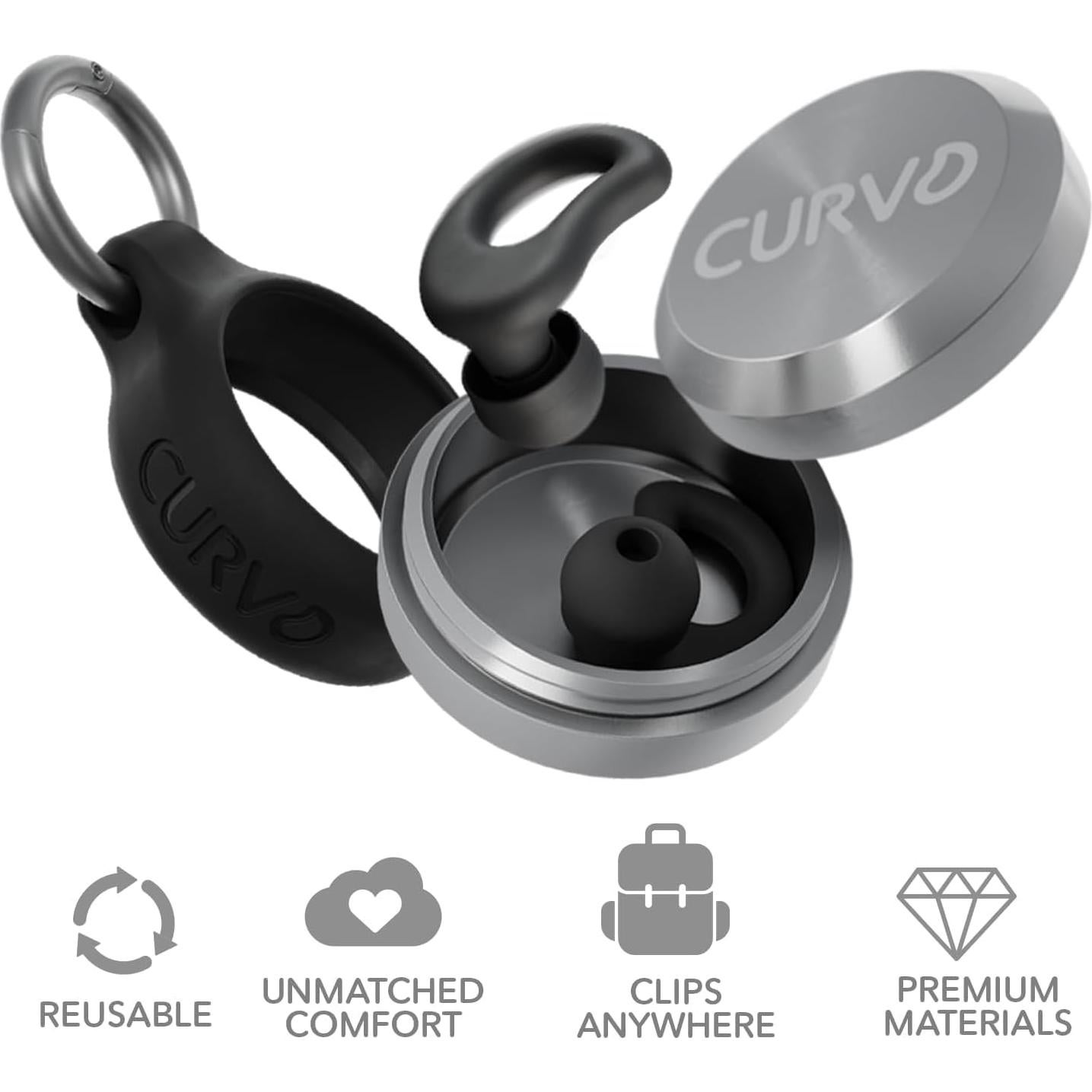 Tapones para Oídos CURVD Reutilizables con Estuche Negro