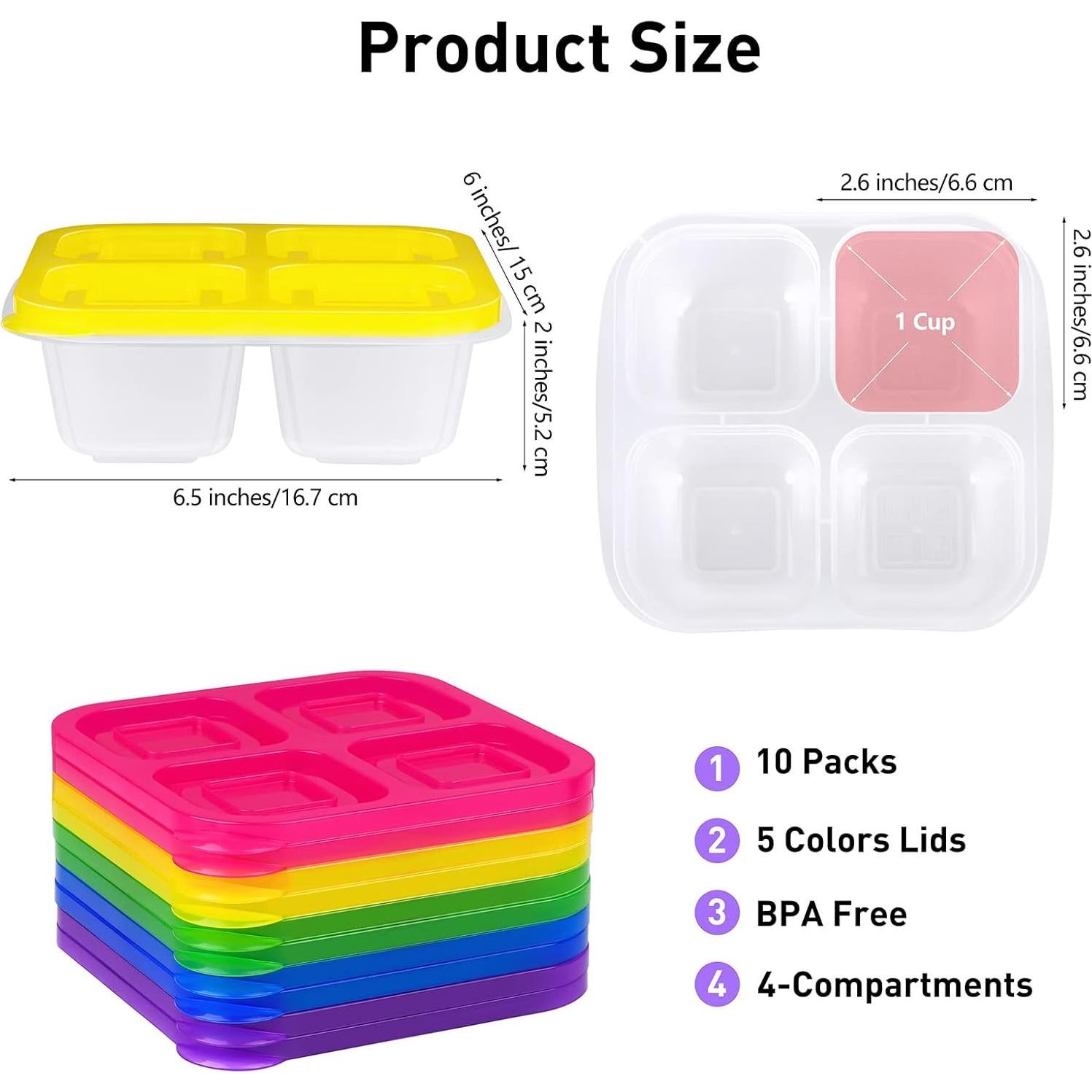 Set 10 Contenedores Ruisita 4 Compartimentos Reciclables