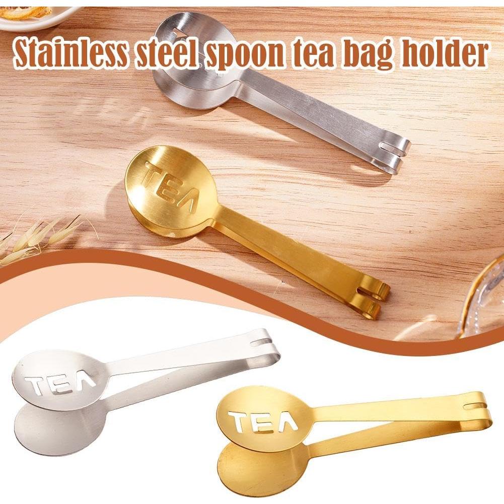 Tea Bag Squeezer Tongs,1/2PCS Stainless Steel Tea Bag Squeezer Clip,Tea Bag Holder Tea Tongs Strainer Clip Spoon for Gripping Tea Bags Ice Sugar Cubes,Tea Accessories for Tea Lovers