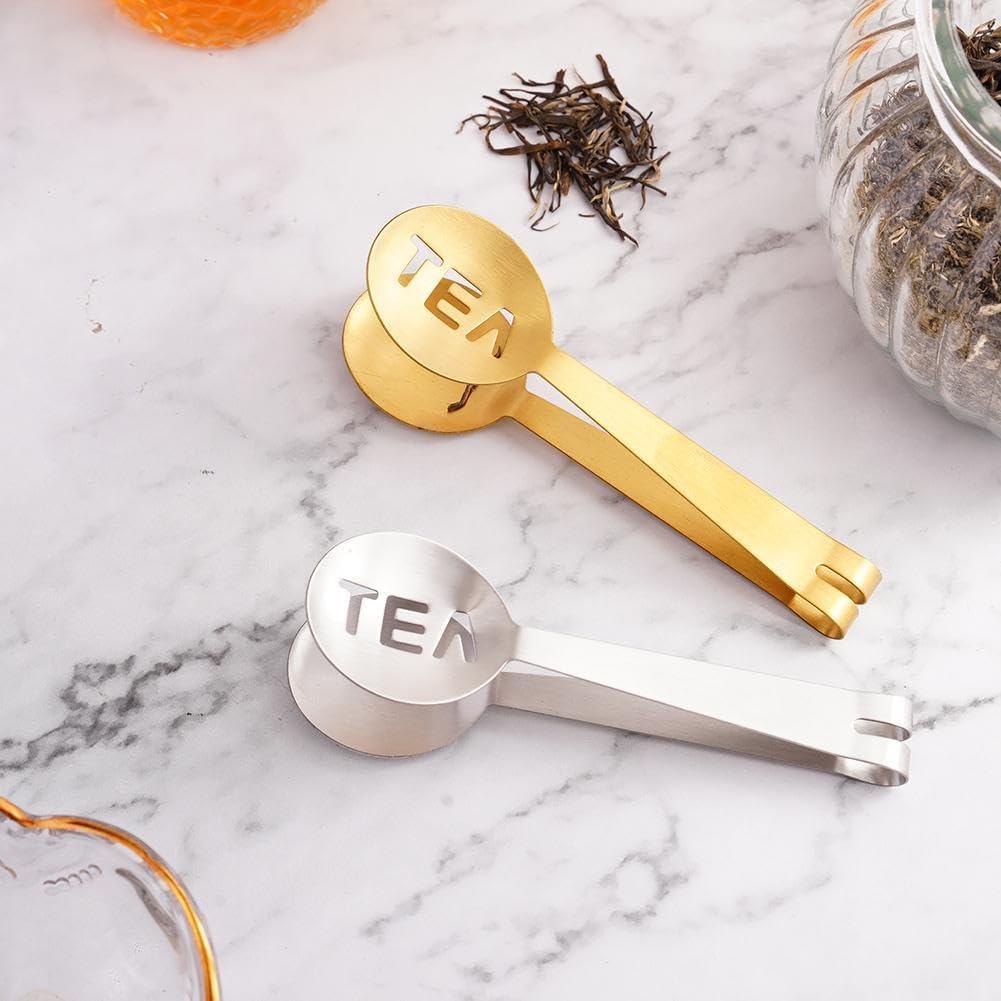 Tea Bag Squeezer Tongs,1/2PCS Stainless Steel Tea Bag Squeezer Clip,Tea Bag Holder Tea Tongs Strainer Clip Spoon for Gripping Tea Bags Ice Sugar Cubes,Tea Accessories for Tea Lovers