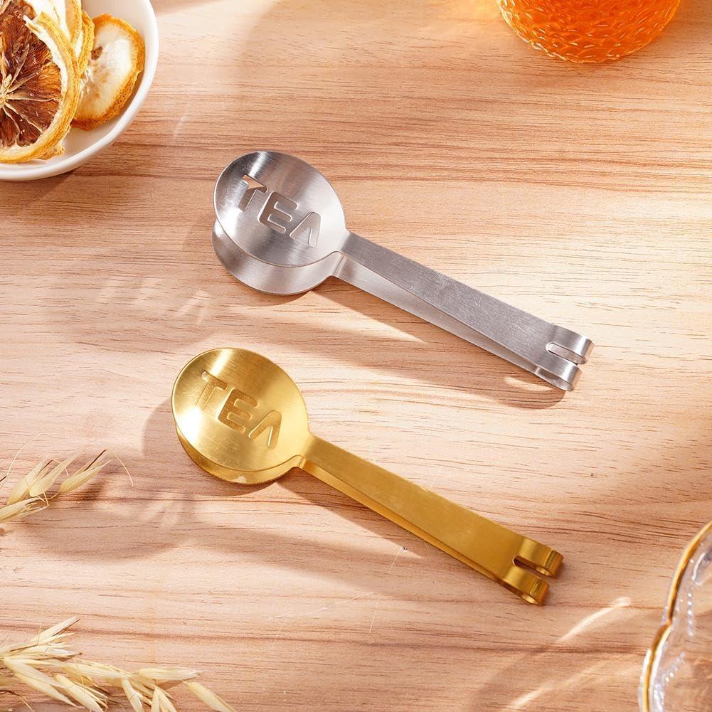 Tea Bag Squeezer Tongs,1/2PCS Stainless Steel Tea Bag Squeezer Clip,Tea Bag Holder Tea Tongs Strainer Clip Spoon for Gripping Tea Bags Ice Sugar Cubes,Tea Accessories for Tea Lovers