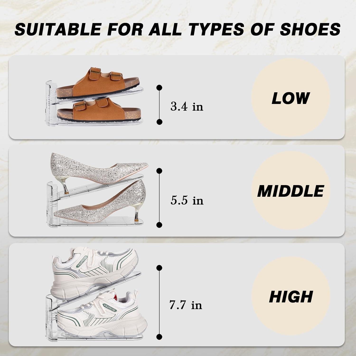 Organizador de Zapatos 10 Pack Tgzwme - Apiladores Ajustables