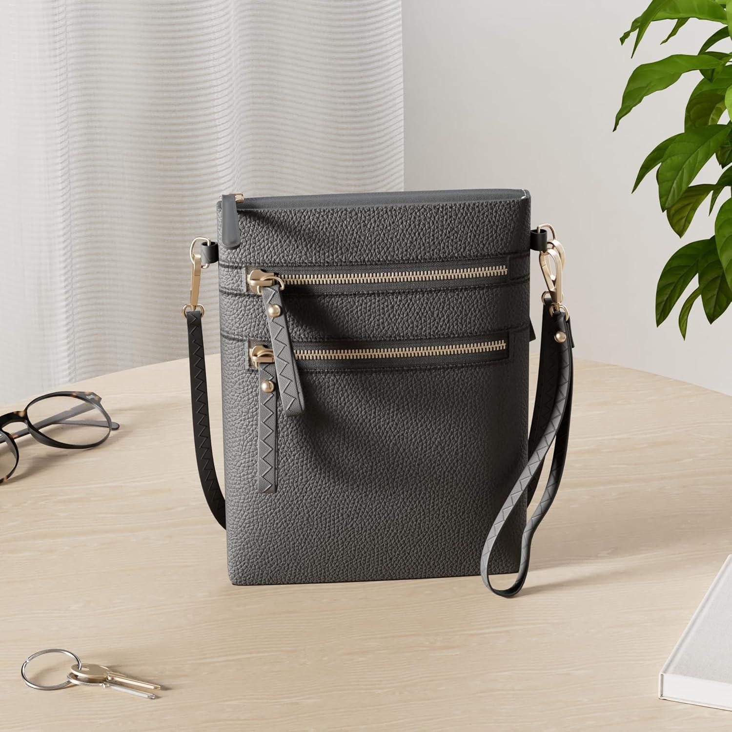 Bolso Cruzado Pequeño Solene para Mujeres - Negro, Múltiples Bolsillos