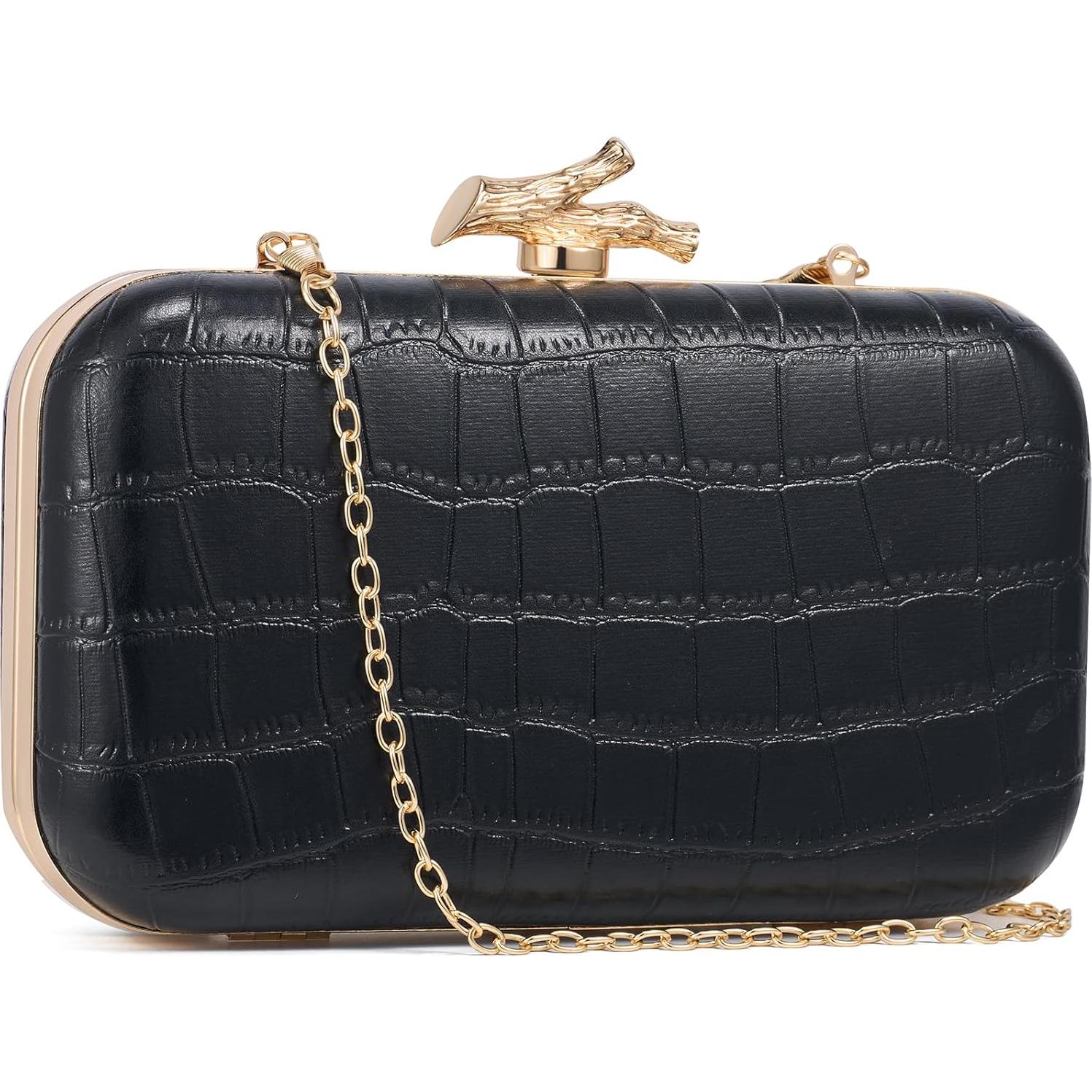Bolso de Mano Chic CHUNLI para Mujeres Negro Cocodrilo