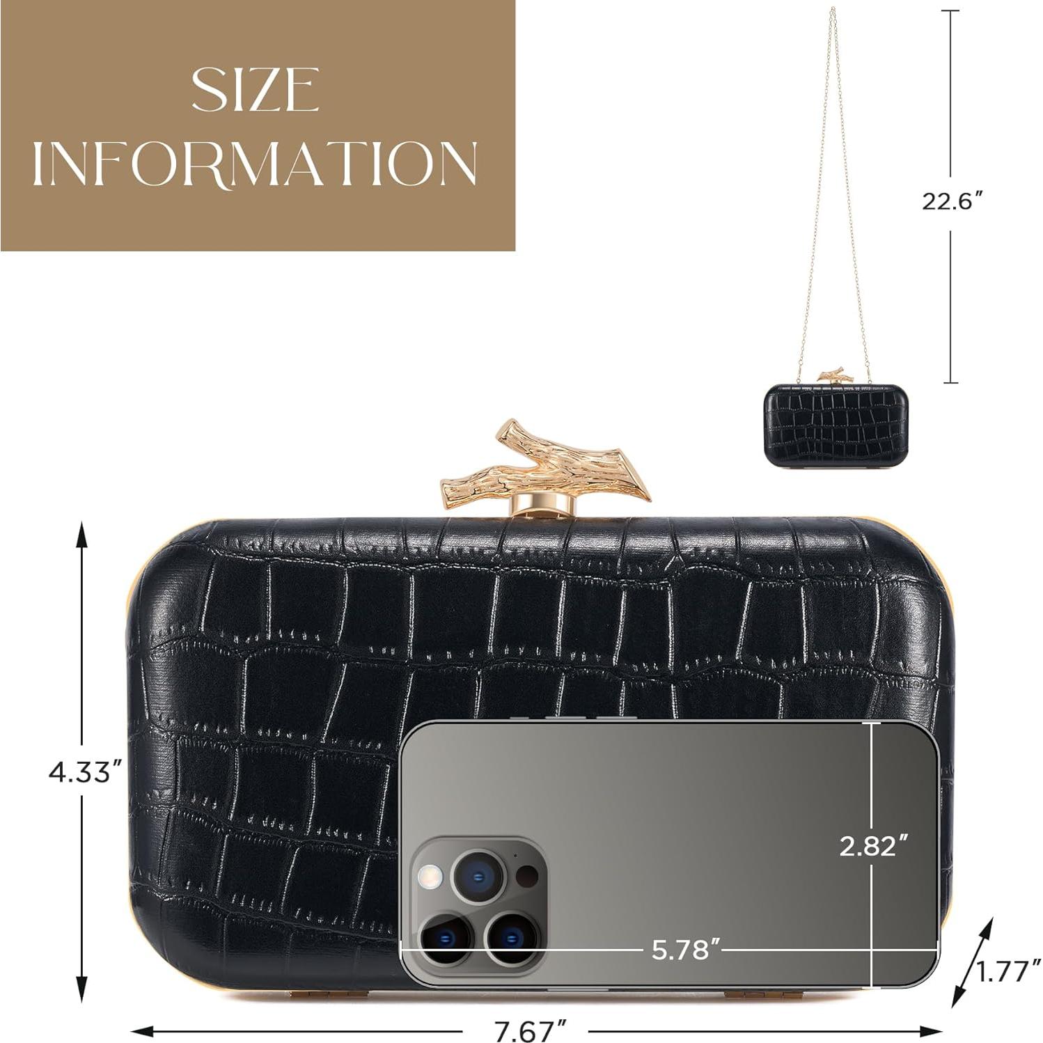 Bolso de Mano Chic CHUNLI para Mujeres Negro Cocodrilo