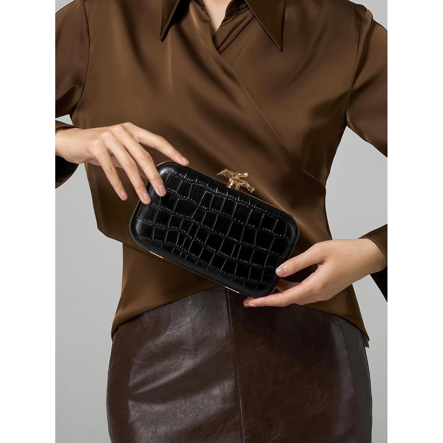 Bolso de Mano Chic CHUNLI para Mujeres Negro Cocodrilo