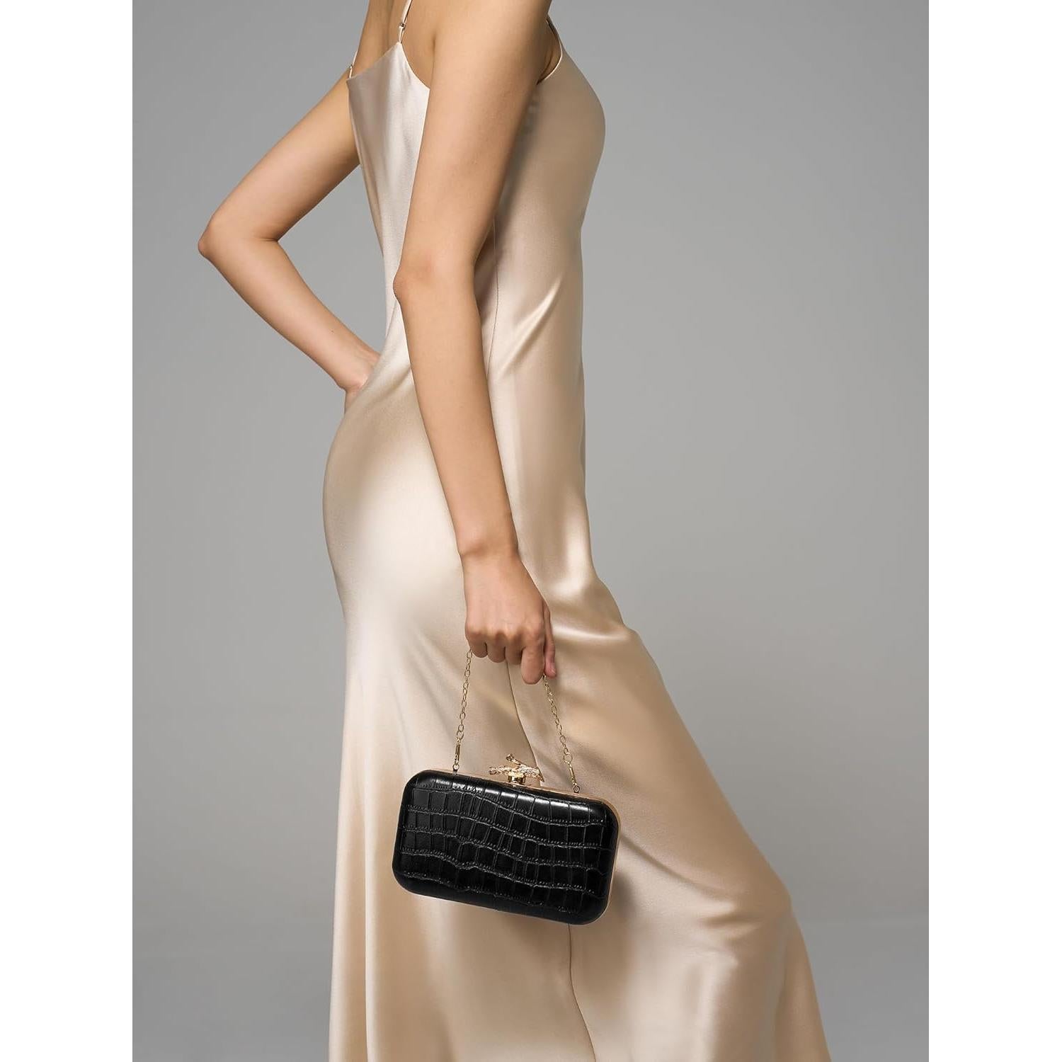 Bolso de Mano Chic CHUNLI para Mujeres Negro Cocodrilo