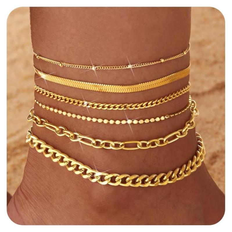 Conjunto de Pulseras de Tobillo Doradas BESTEEL 6 Piezas