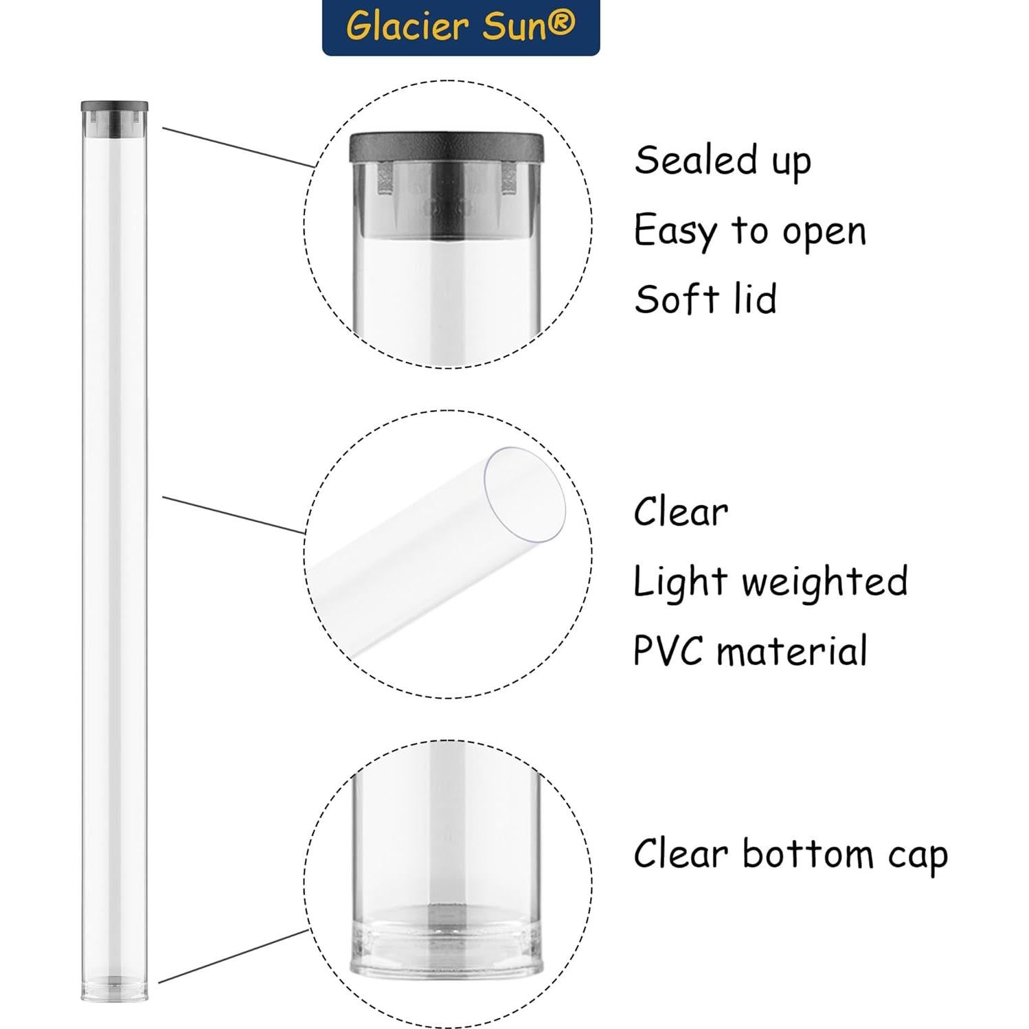Tubo plástico transparente Glacier Sun 12 unidades para incienso
