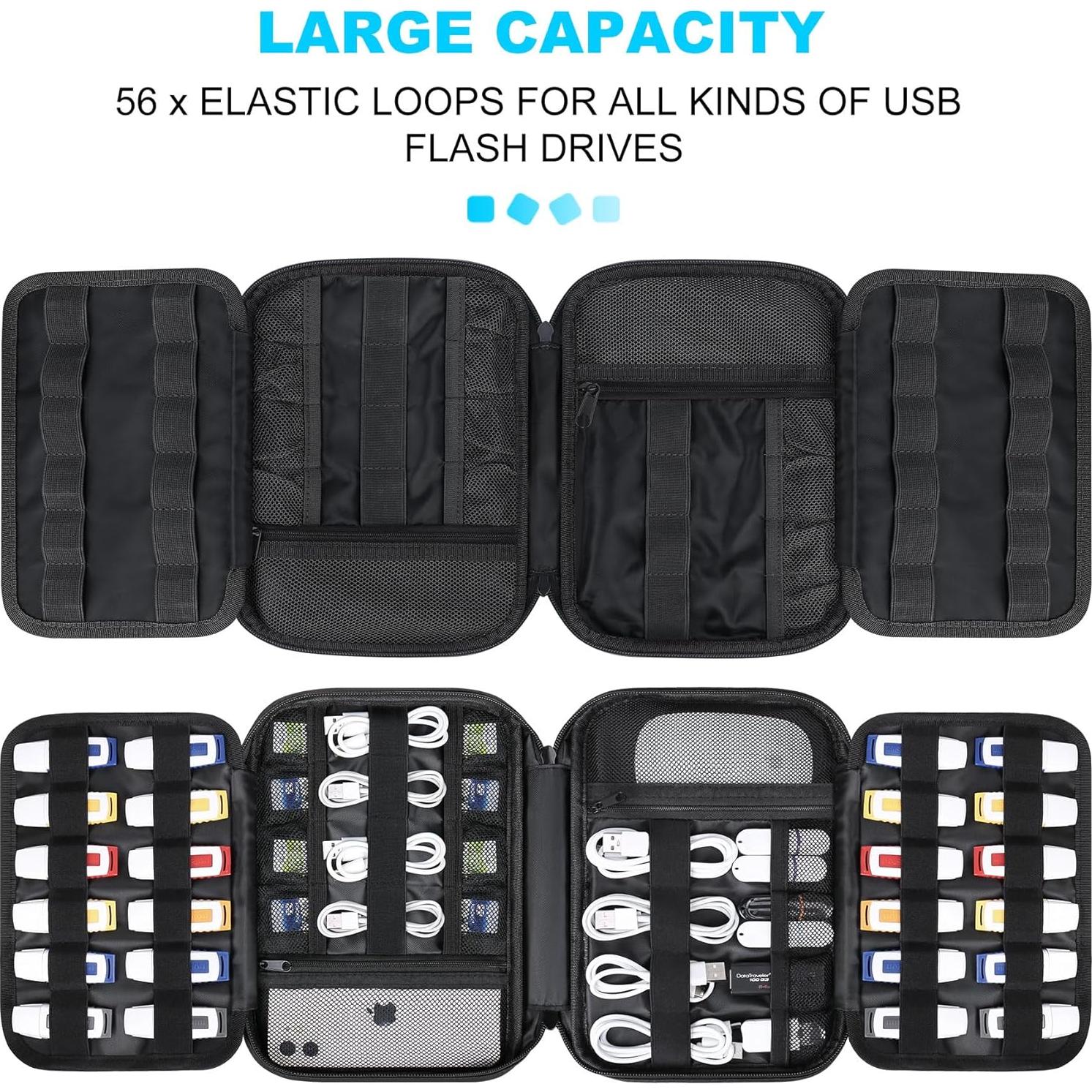 Funda Organizador Lacdo para USB Flash Drive Negro 54 Unidades