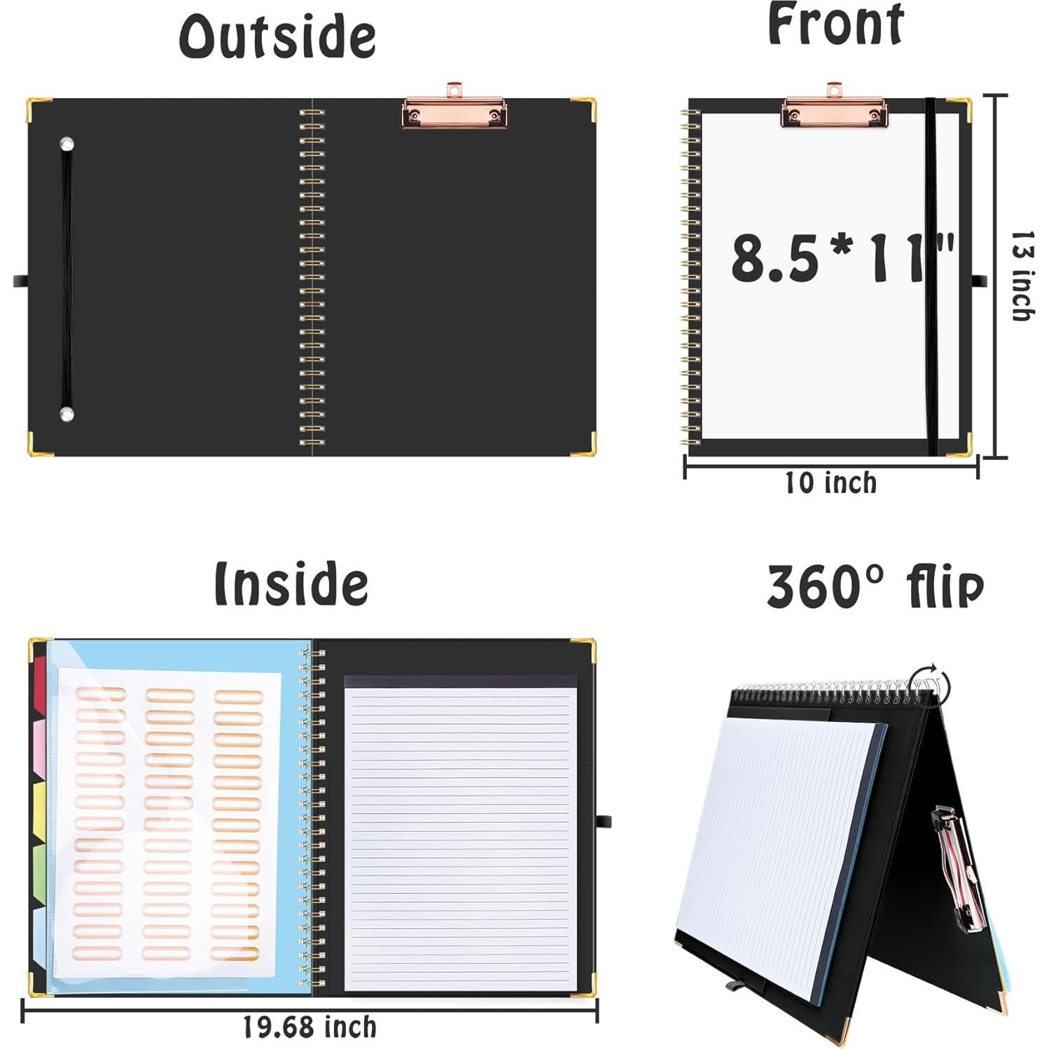 Carpeta con Portapapeles HAUTOCO A4 Refillable 5 Divisores Negro