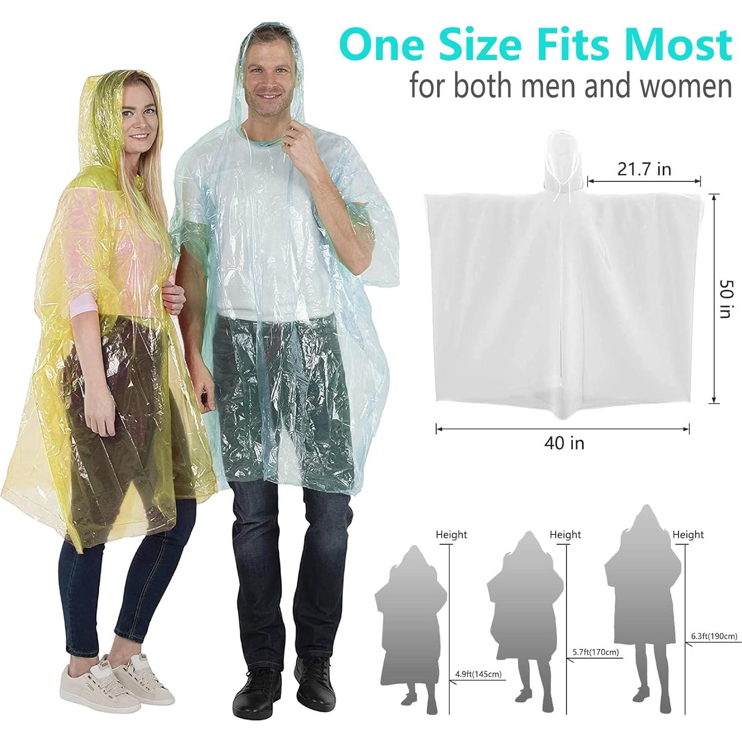 Ponchos de Lluvia Desechables HouSou - Paquete de 10 Colores