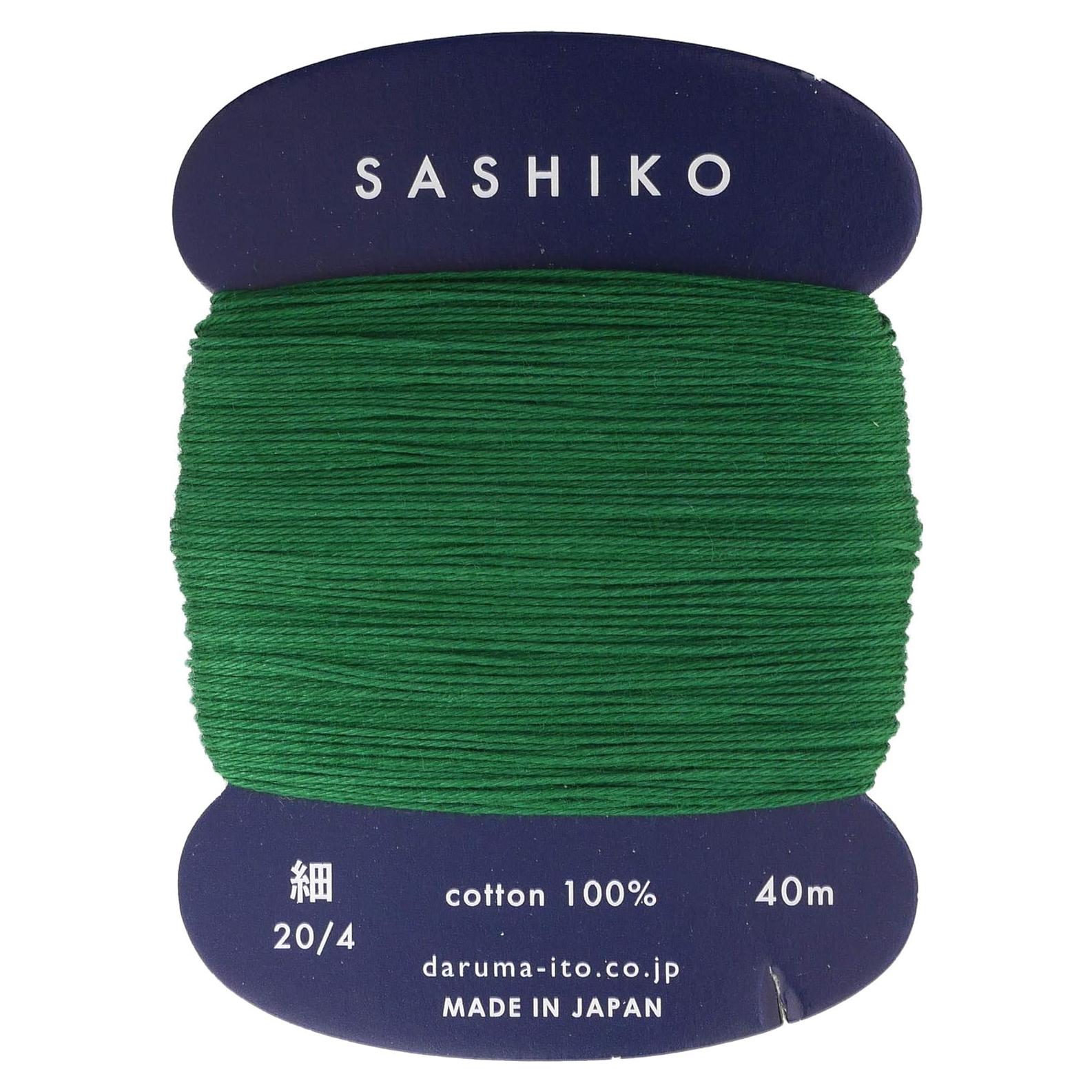 Hilo Sashiko Delgado 40m Algodón Verde Menta Yokota