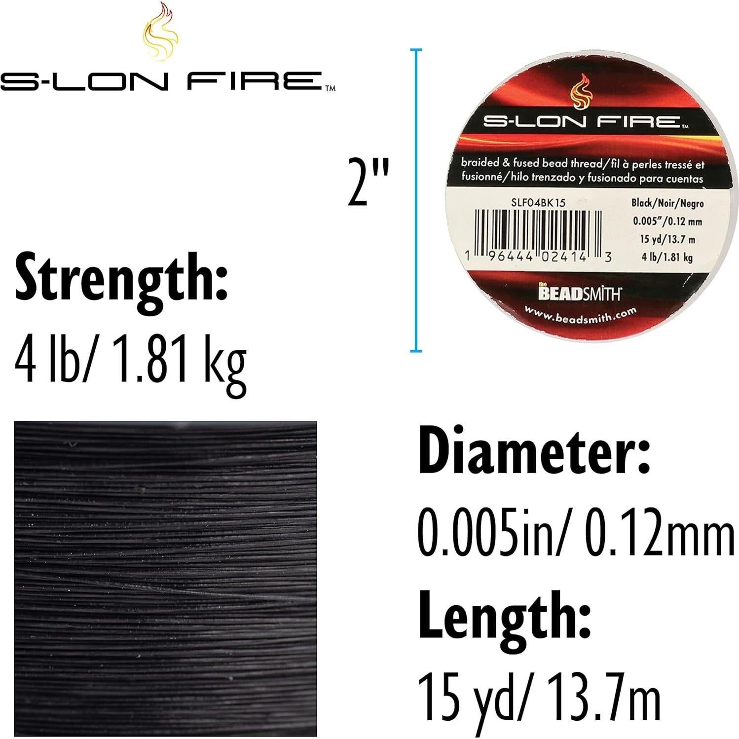 Hilo de cuentas S-Lon Fire The Beadsmith 4lb 15yds Negro