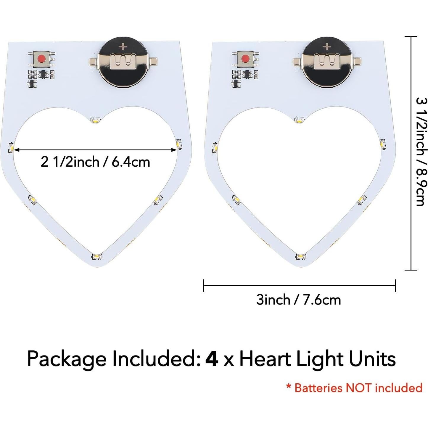 4 Unidades de Luz Corazón Briartw con LEDs Blancos Cálidos