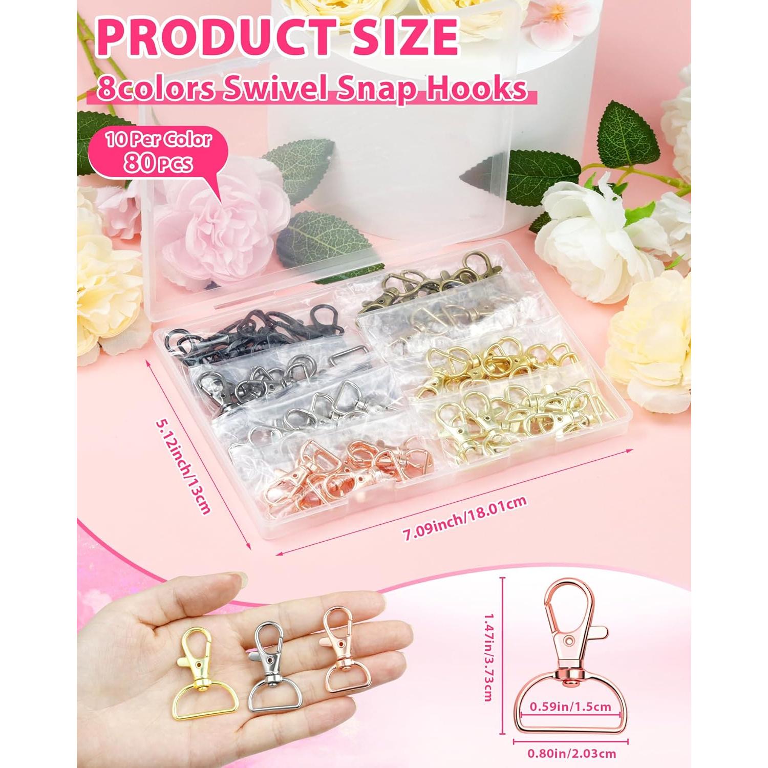 Ganchos de Cierre Giratorios FIVEIZERO 80 Pcs 15mm 8 Colores